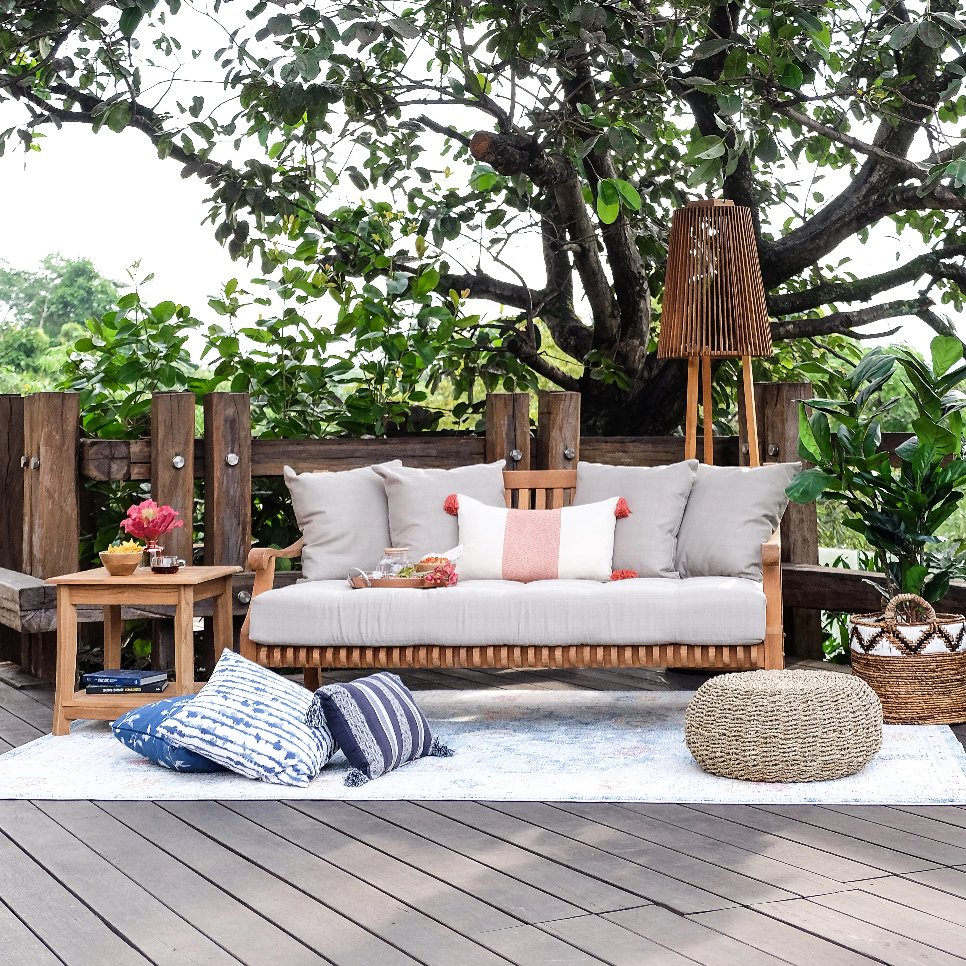 Mosko Teak Patio Side Table with Shelf