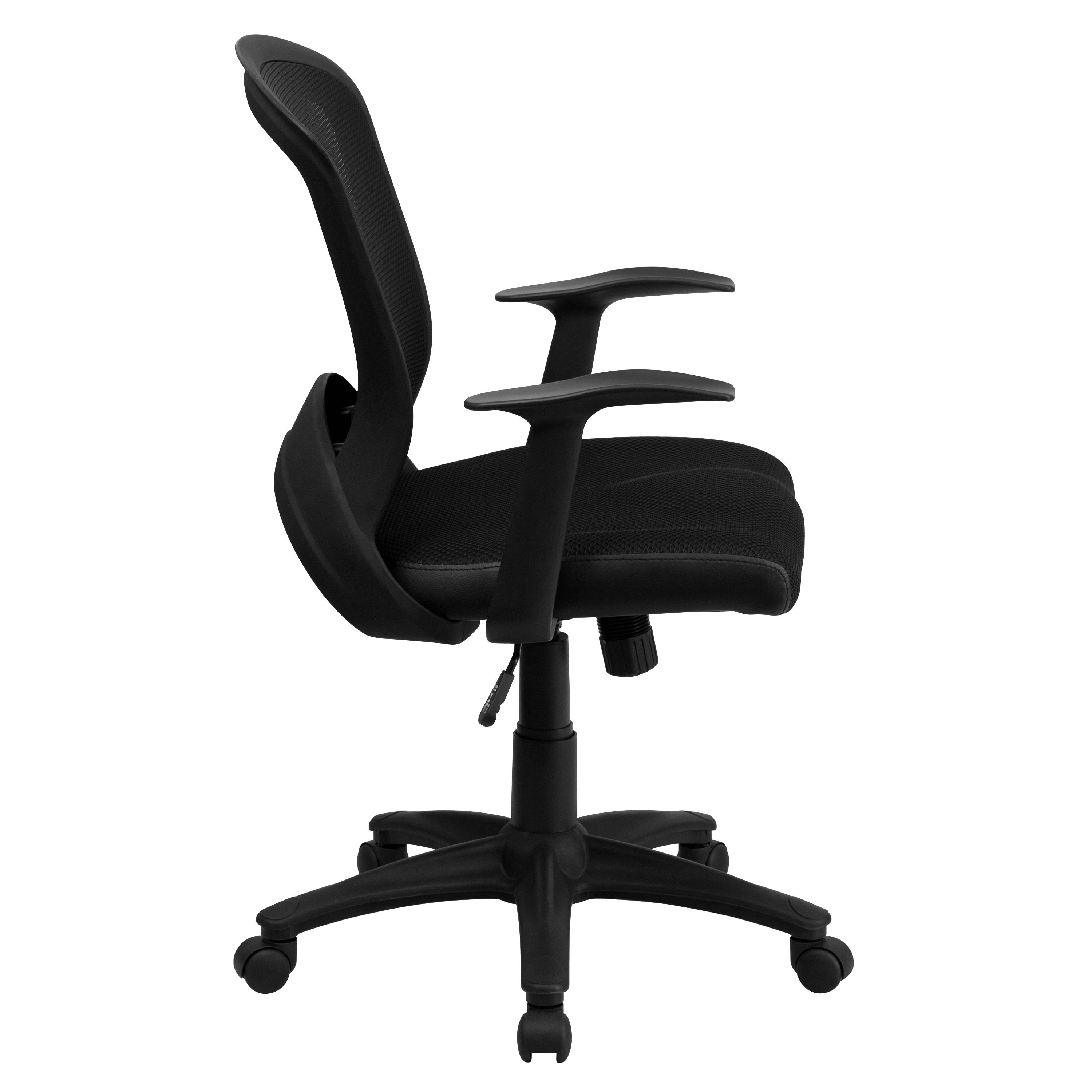 BizChair Mid-Back Designer Black Mesh Swivel Task Office Chair with Arms