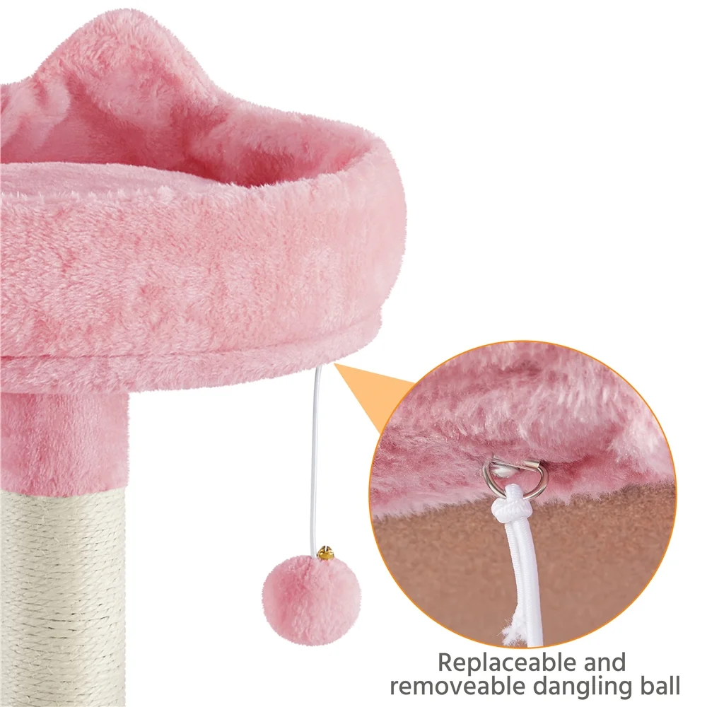 Smile Mart 70.5″ H Multi Level Cat Tree Tower with 2 Foam-Padded Perches, Pink