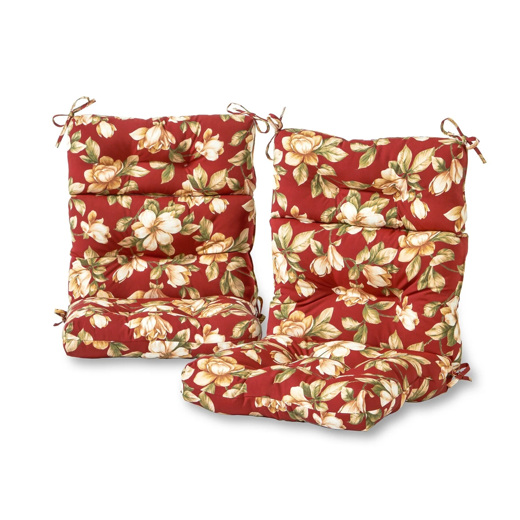 Greendale Home Fashions Roma Floral 22-in x 44-in  Outdoor High Back Chair Cushion (Set of 2) (Cushions Only)