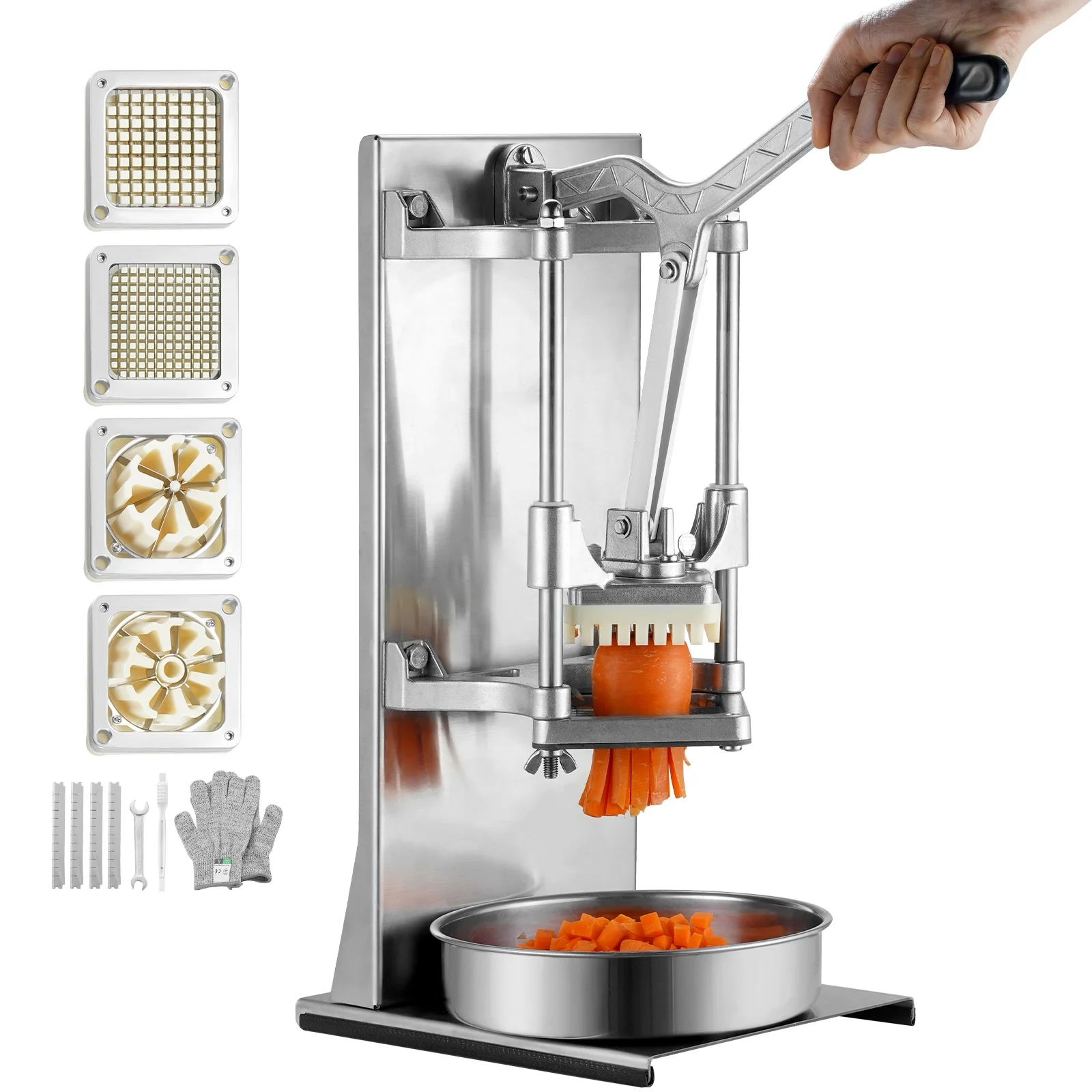 SKYSHALO Commercial Vegetable Dicer French Fry Cutter with 4 Blades Wedge Slicer