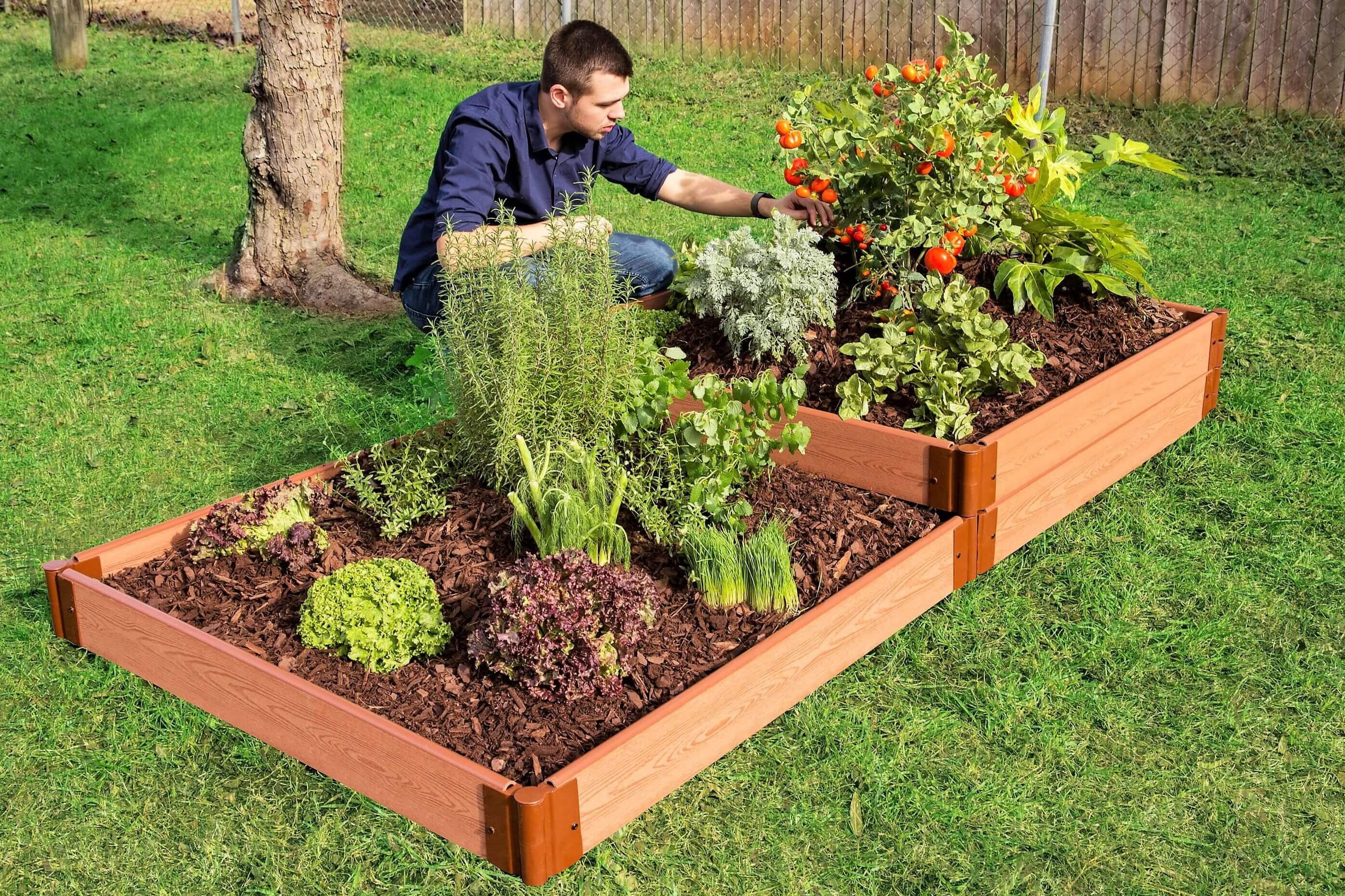 Frame It All Tool-Free Classic Sienna Raised Garden Bed Terraced 4' x 8' x 11