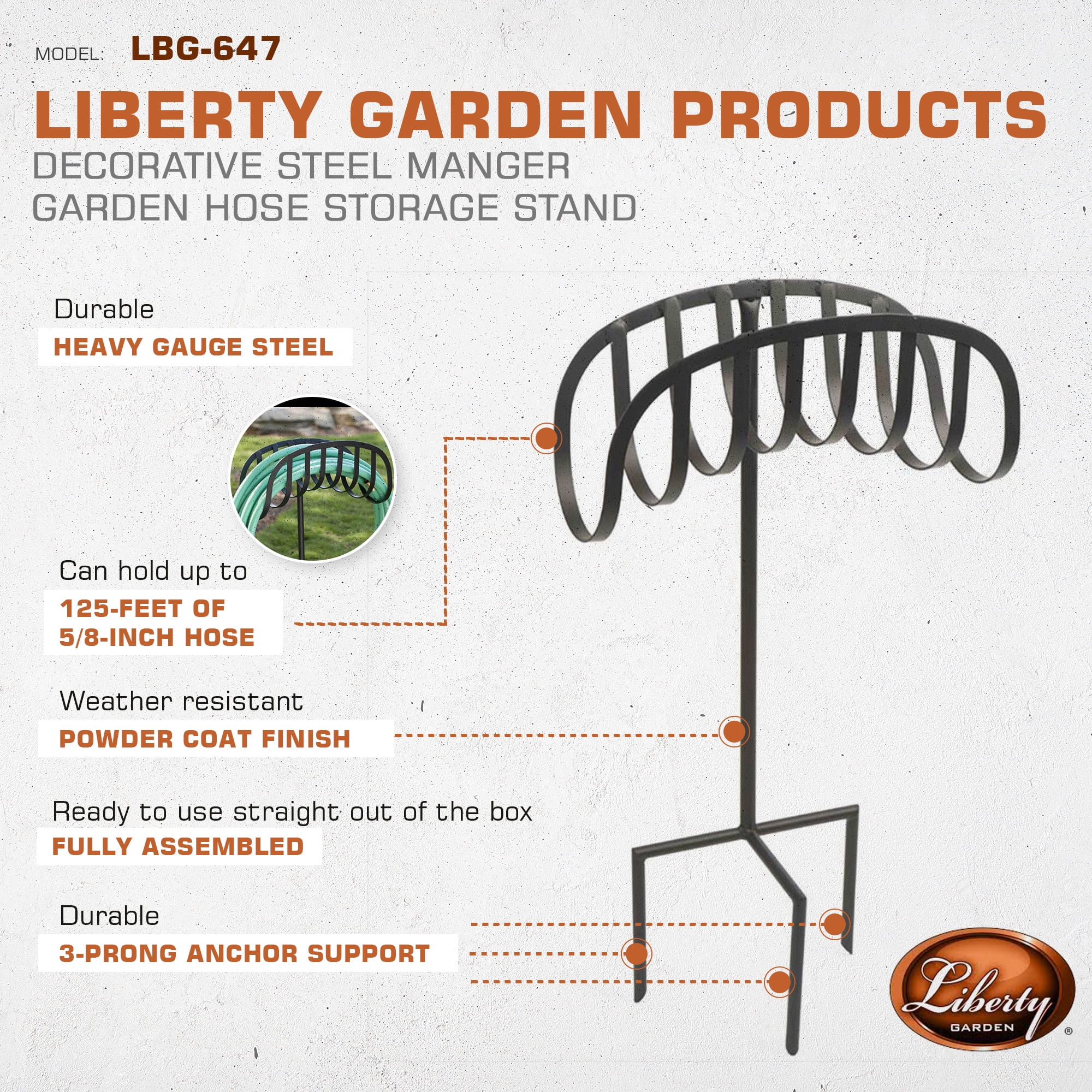 Liberty Garden LBG-647 Decorative Steel Manger Garden Hose Storage Stand
