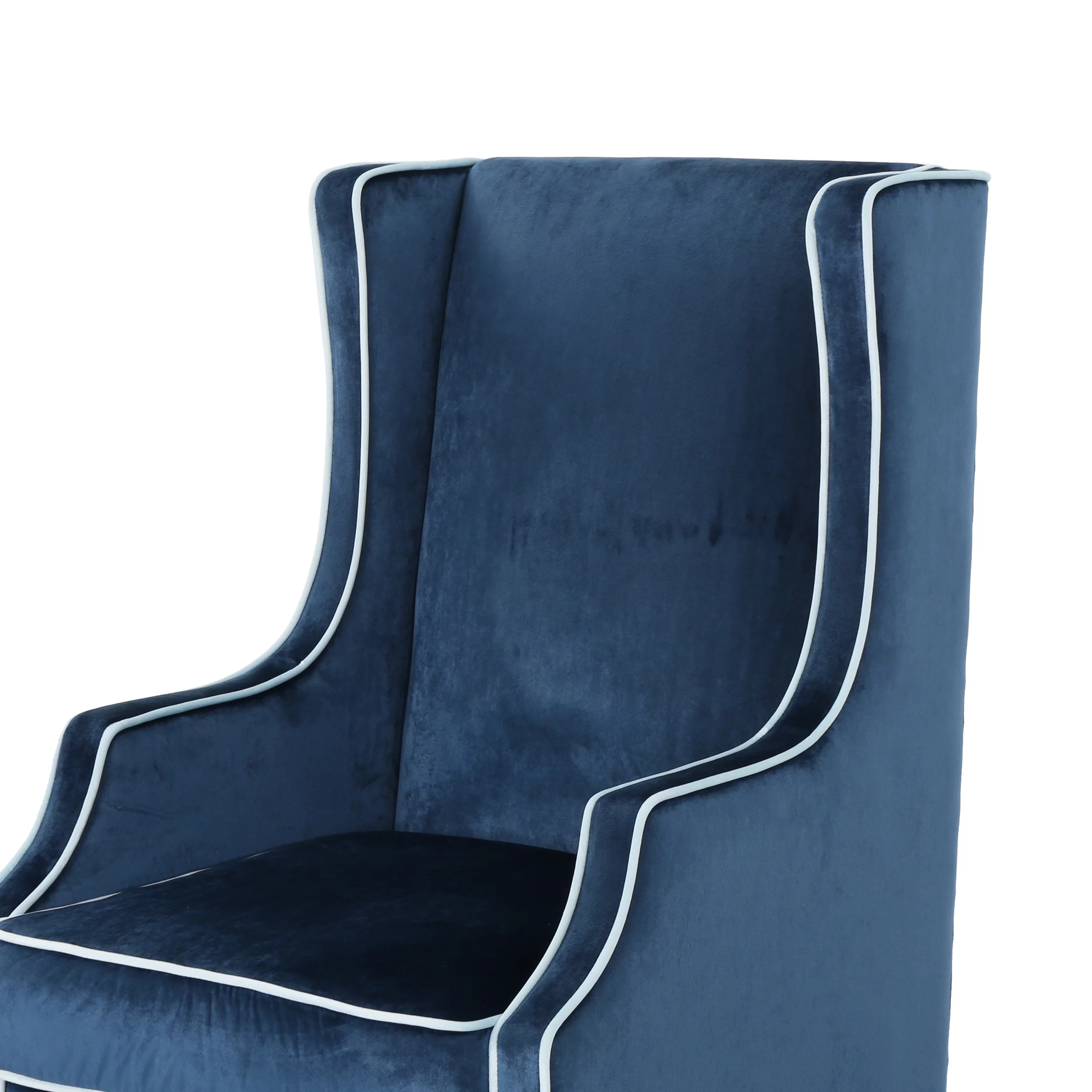 GDF Studio Gerrish Modern Velvet Two Toned Club Chair with Tonal Piping, Cobalt, Light Blue, and Espresso