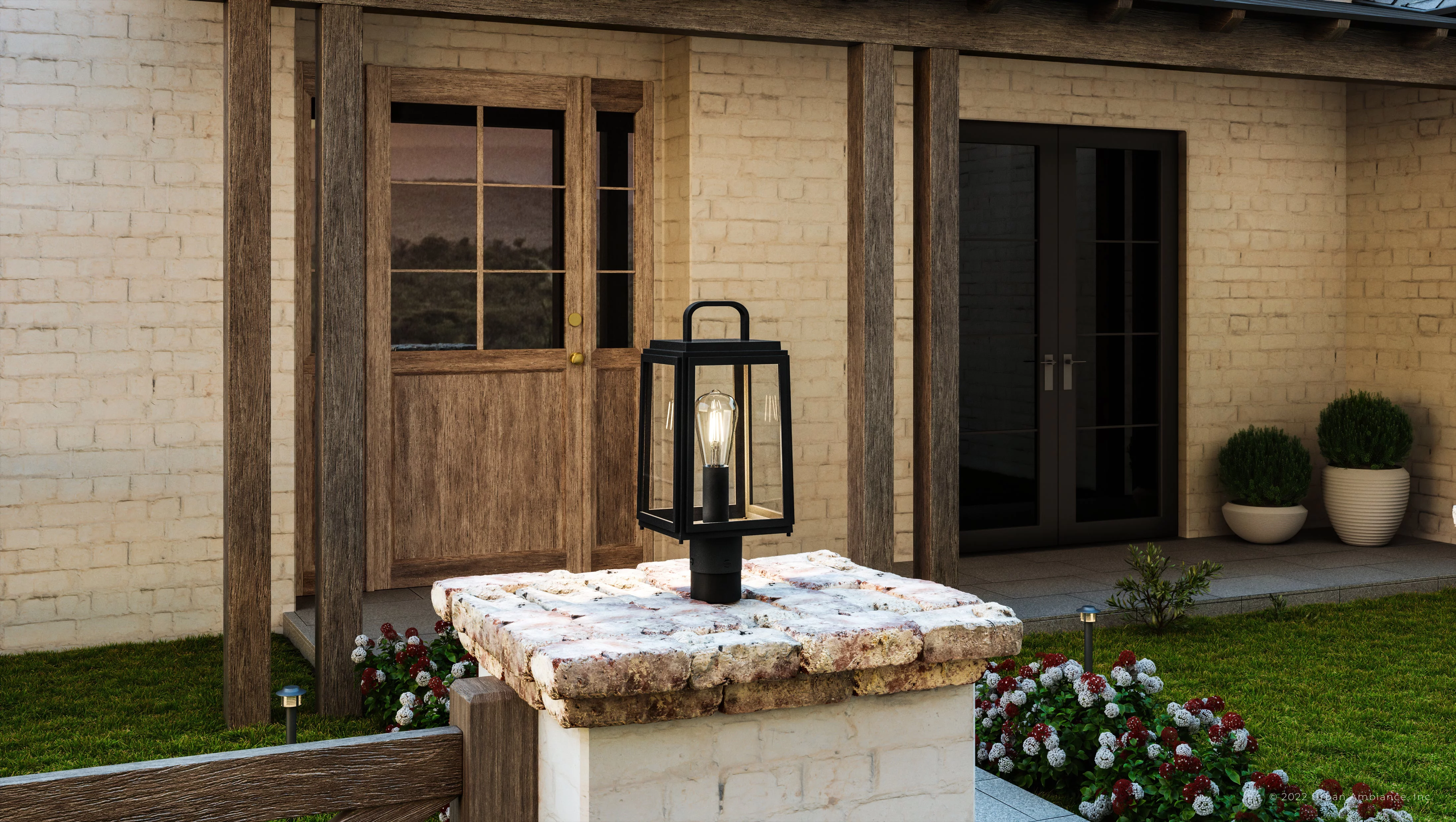 Luxury Farmhouse Post Light, 15.625H x 7W, with Modern Farmhouse Style, Midnight Black, UHP1389 by Urban Ambiance