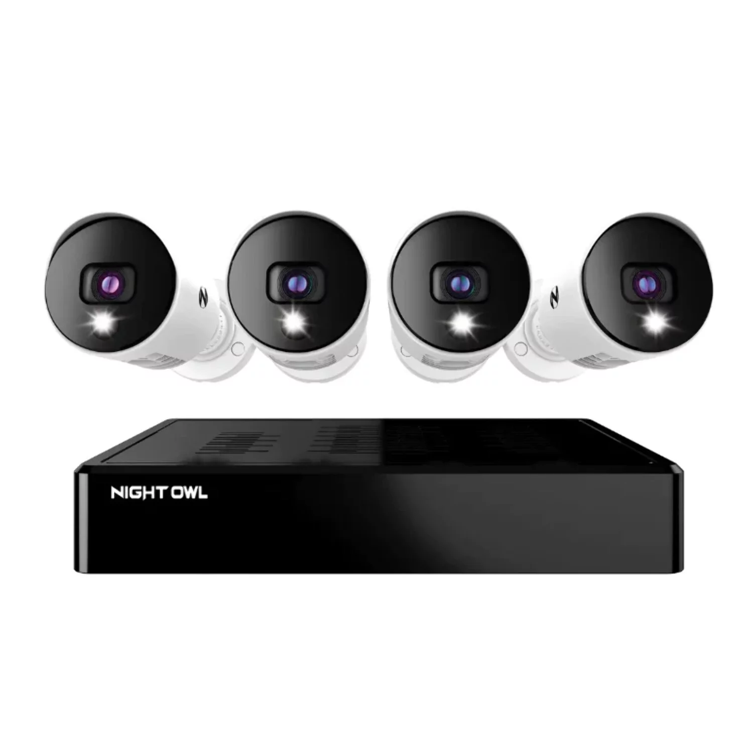 Night Owl 4 Channel 4K Bluetooth DVR with 1TB Hard Drive and 4 Wired 4K Spotlight Cameras