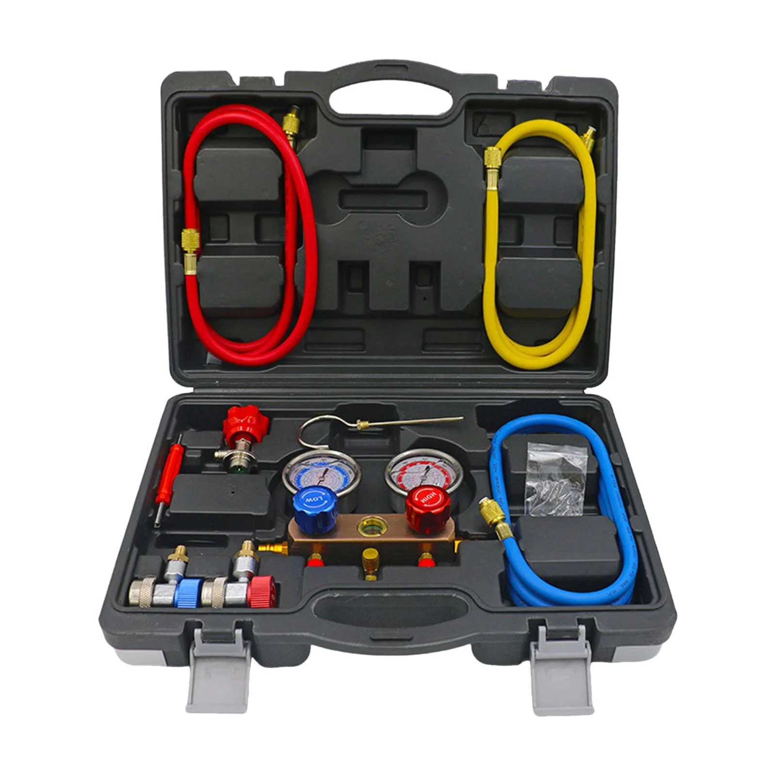 AMLESO Gauge Set Refrigeration Gauges Charging Set Air Conditioning Charging Hoses with Hoses Couplers for Car Maintenance