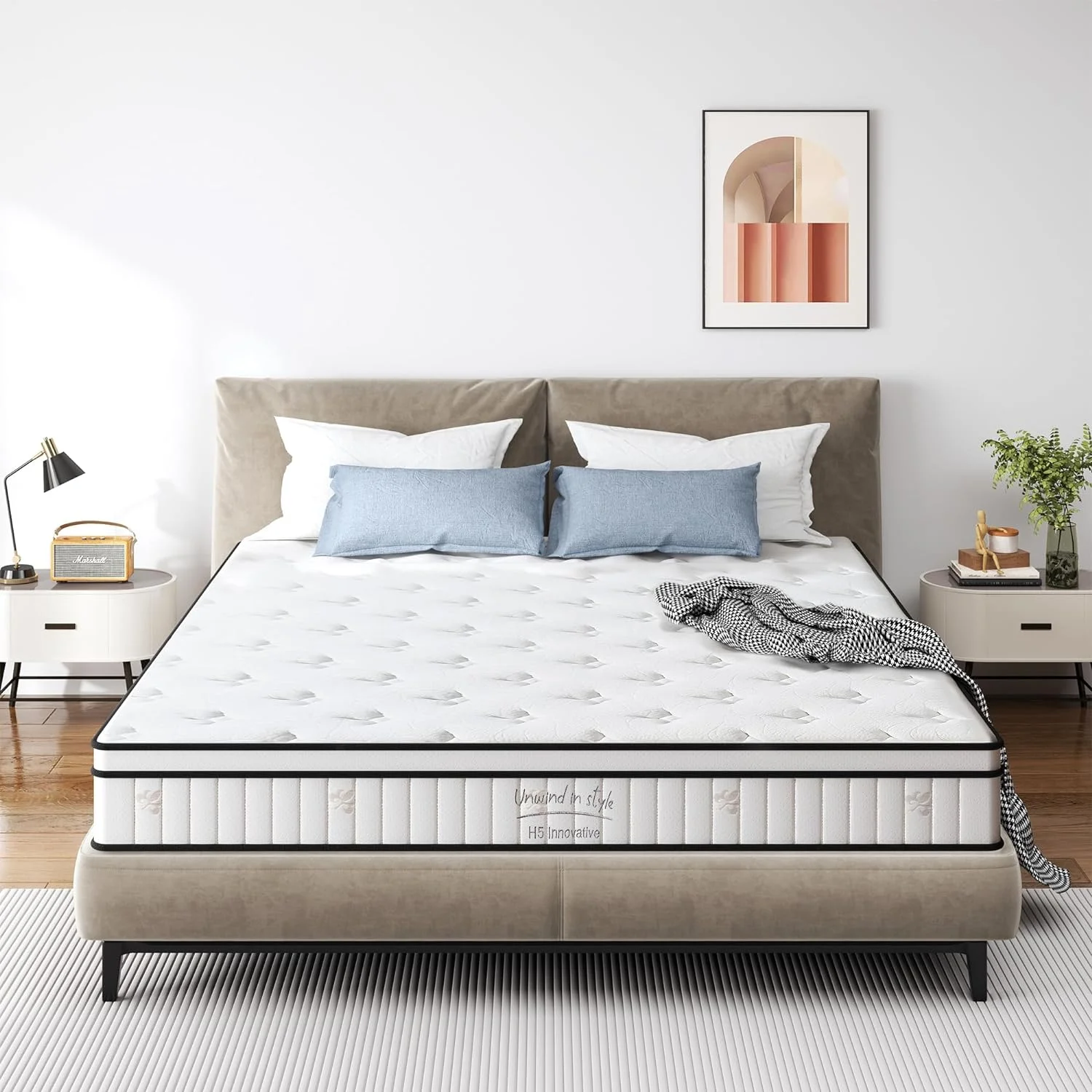 YILAN Queen Mattress 12 Inch Hybrid Mattress Queen Size, Individual Pocket Spring Bed Mattress, Medium Firm Mattress for Pressure Relief, Strong Edge Support, CertiPUR-US Certified