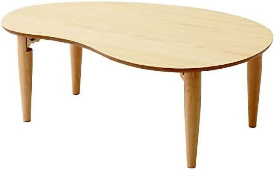GEROBOOM Wood Folding Coffee Table Pear-Shaped (31.5"x20.5") Natural  Floor Sitting Low Table Small Space Minimalist Japanese Tatami Room