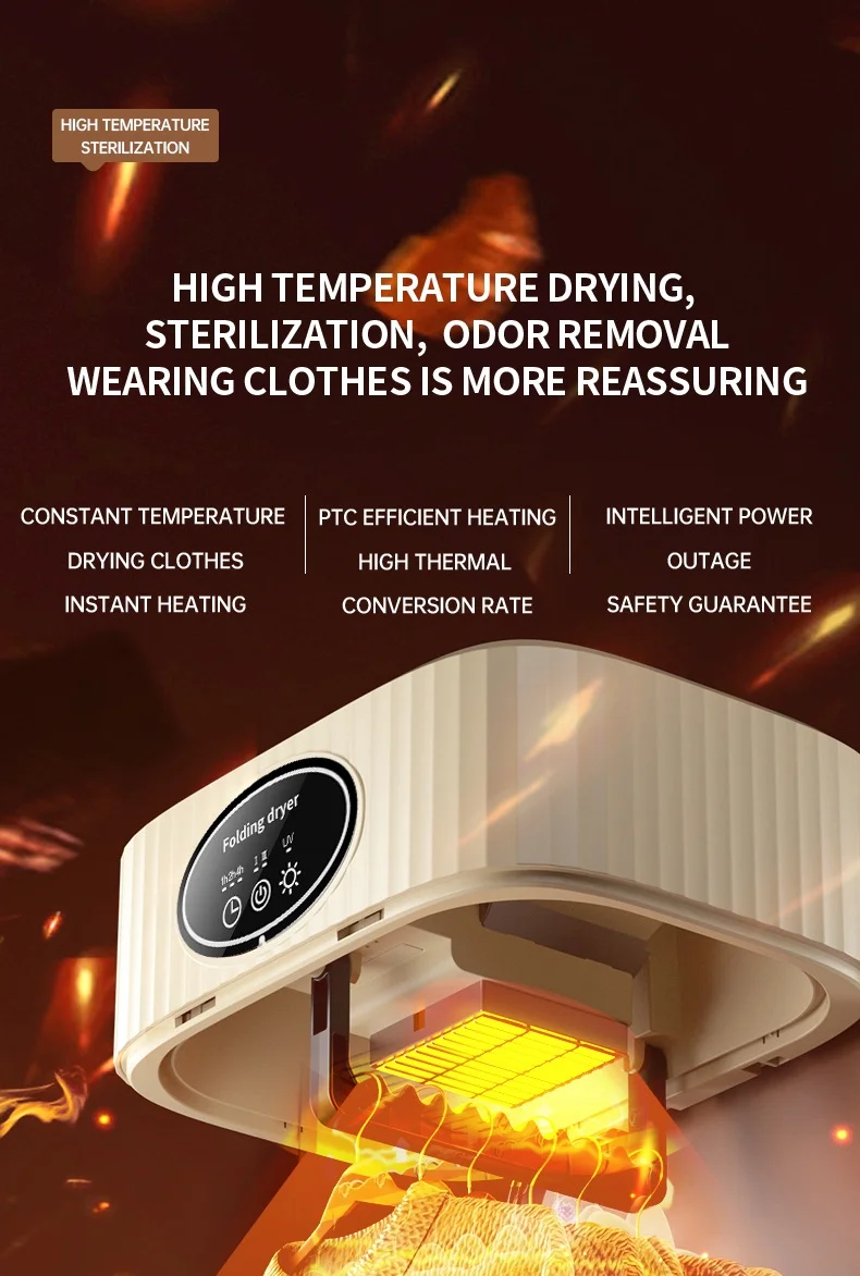 Portable Clothes Dryer, 600W Portable Dryers for Apartment, Travel, Dryer Machine Compact Dryer Machine for Small Clothes, Underwear, Baby Clothes, Hanging Dryer Machine with Timer Function (Khaki)