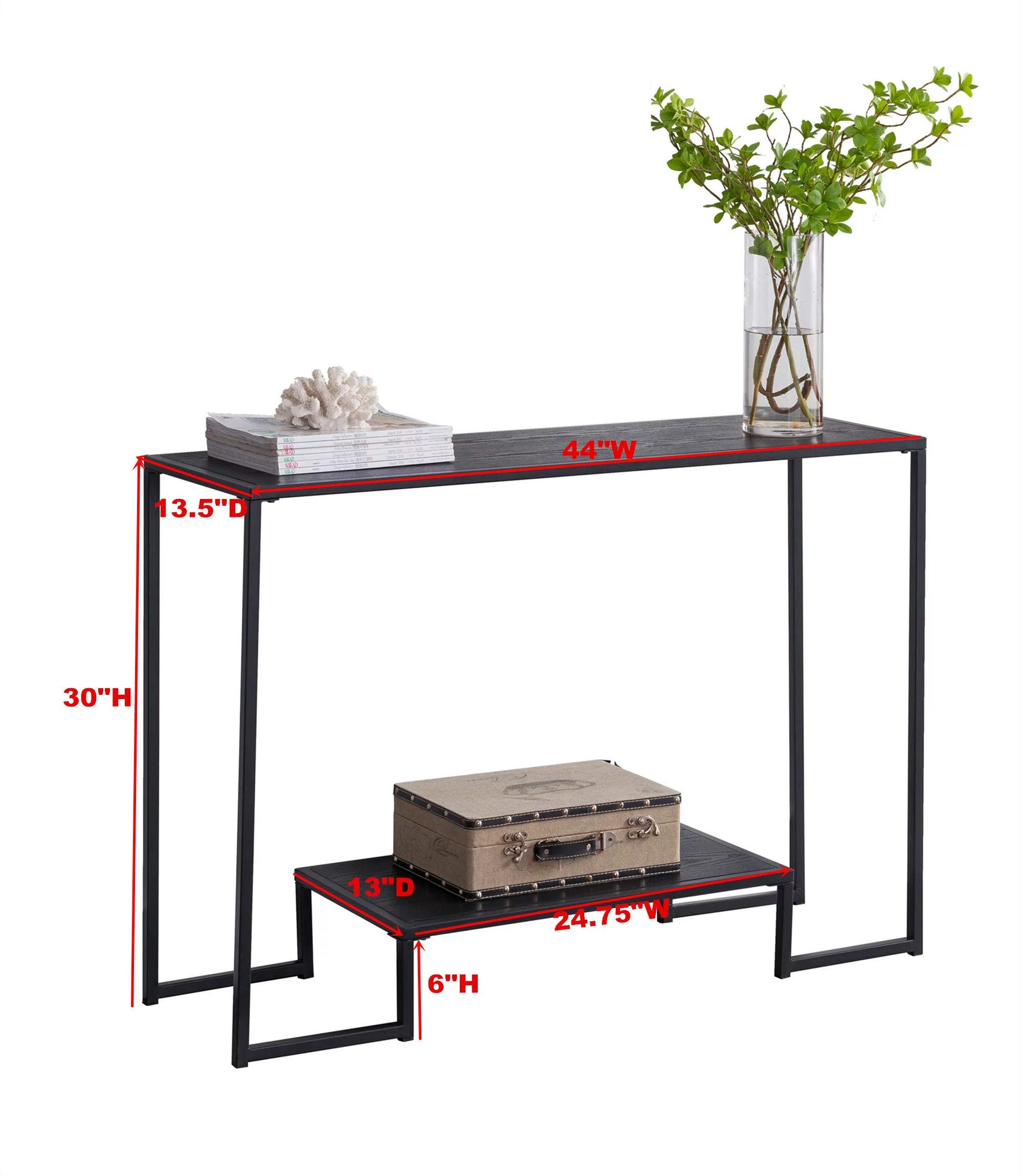 Kings Brand Furniture Modern Metal/Wood Console Table for Entryway Living Room (Black/Gray)