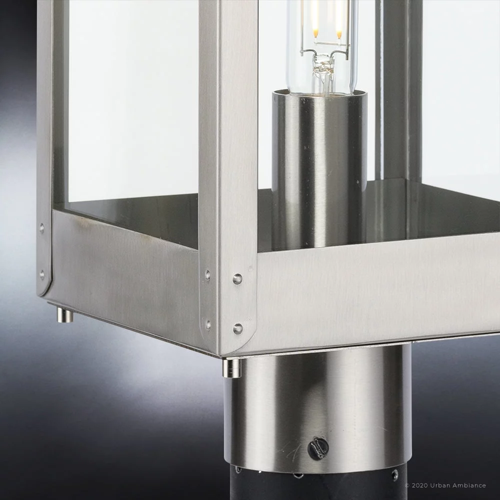 Luxury Modern Farmhouse Post Light, 26H x 9.75W, with Modern Style, Stainless Steel, UHP1270 by Urban Ambiance