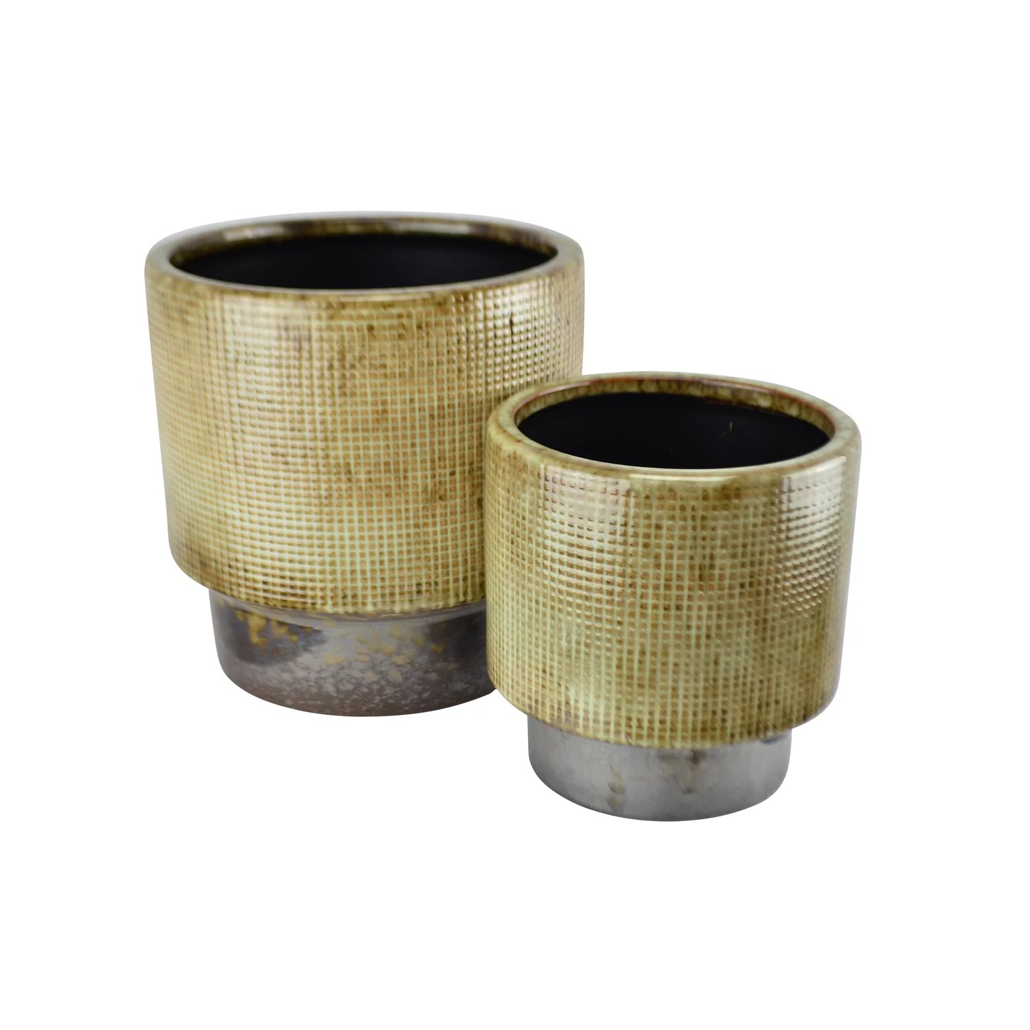 Red Carpet Studios Planters Textu Stripe Brown Set of 2