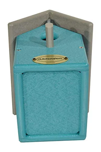 Small Plastic Poly Hanging Bird House with Perch and Detachable Roof, Outdoor Nesting Box for Wild Birds - Amish Made in USA (Light Gray & Aruba Blue)
