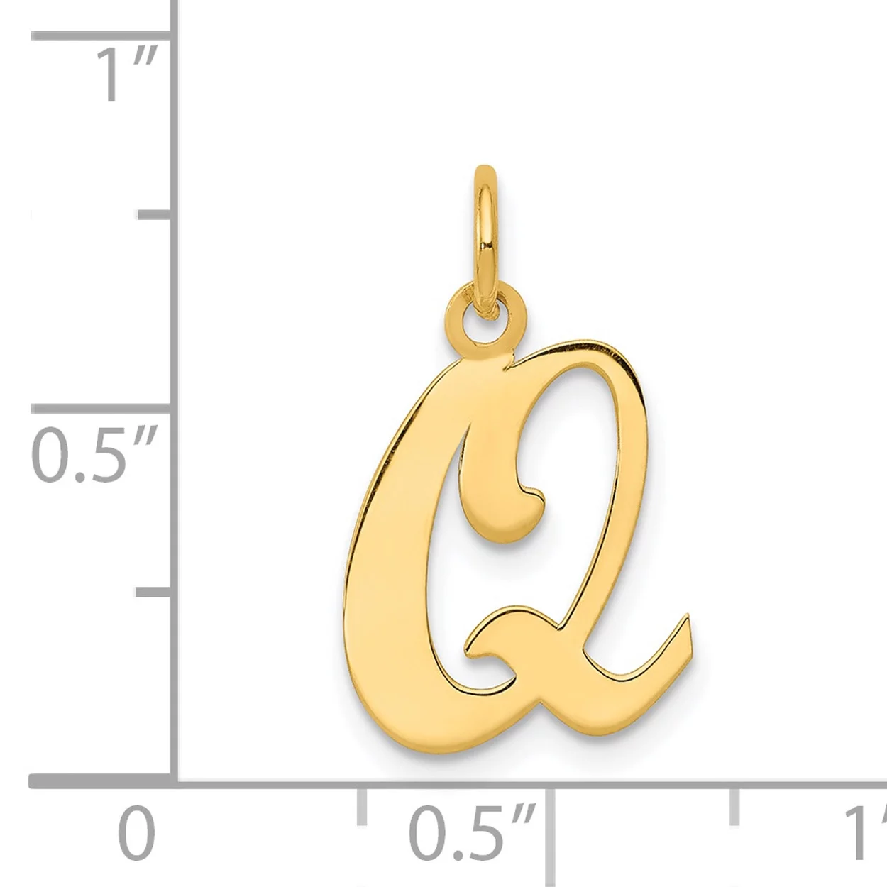 Carat in Karats 14K Yellow Gold Script Letter Q Initial Pendant Charm With 10K Yellow Gold Lightweight Rope Chain Necklace 20''