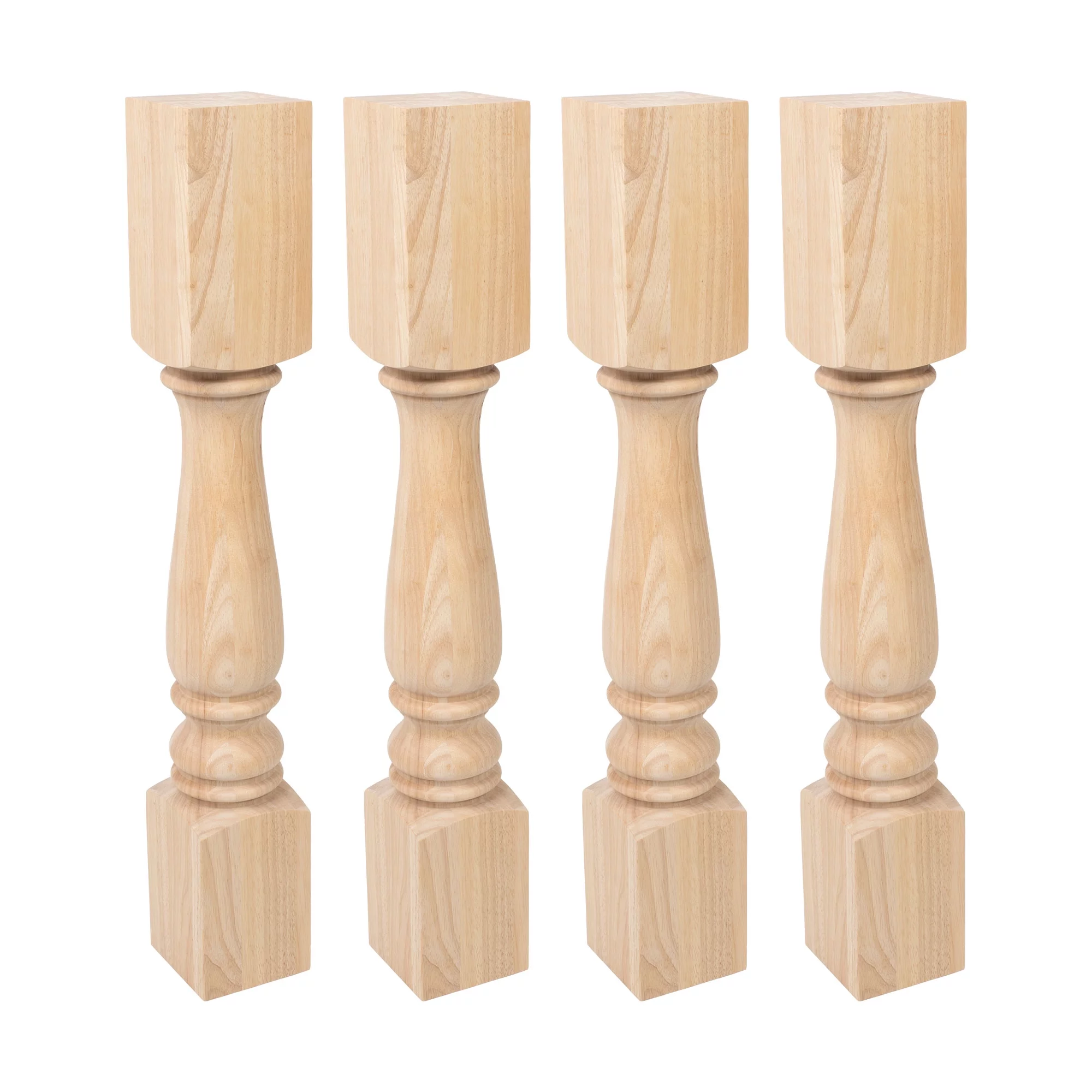 Designer's Edge Millwork 35-1/4 in. High x 5 in. Wide x 5 in. Depth Unfinished Solid Hardwood Plain Full Round Kitchen Island Leg 4 Pack