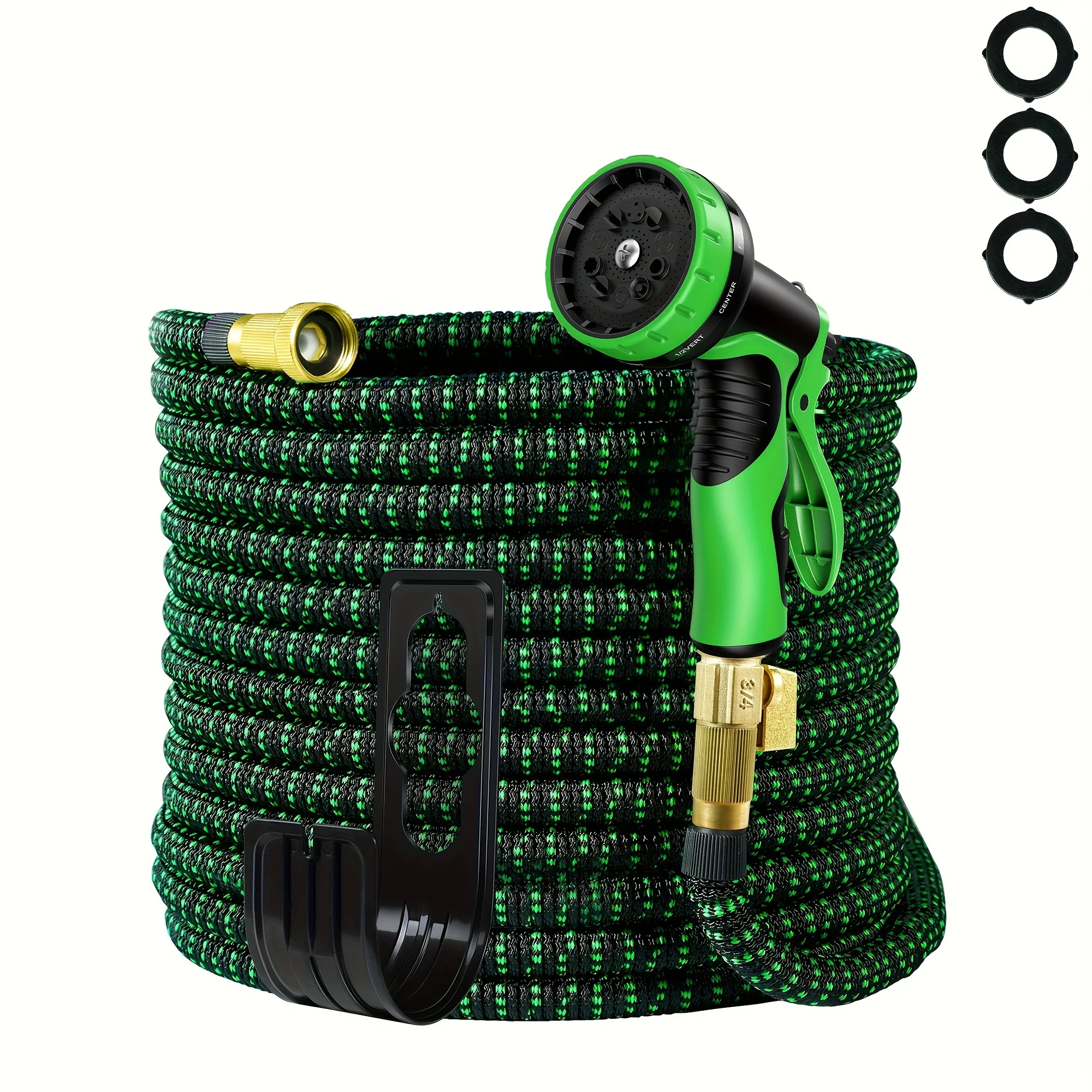 Upgrade 100FT Expandable Garden Hose Water Hose with 10-Function High-Pressure Spray Nozzle, Heavy Duty Flexible Hose, 3/4