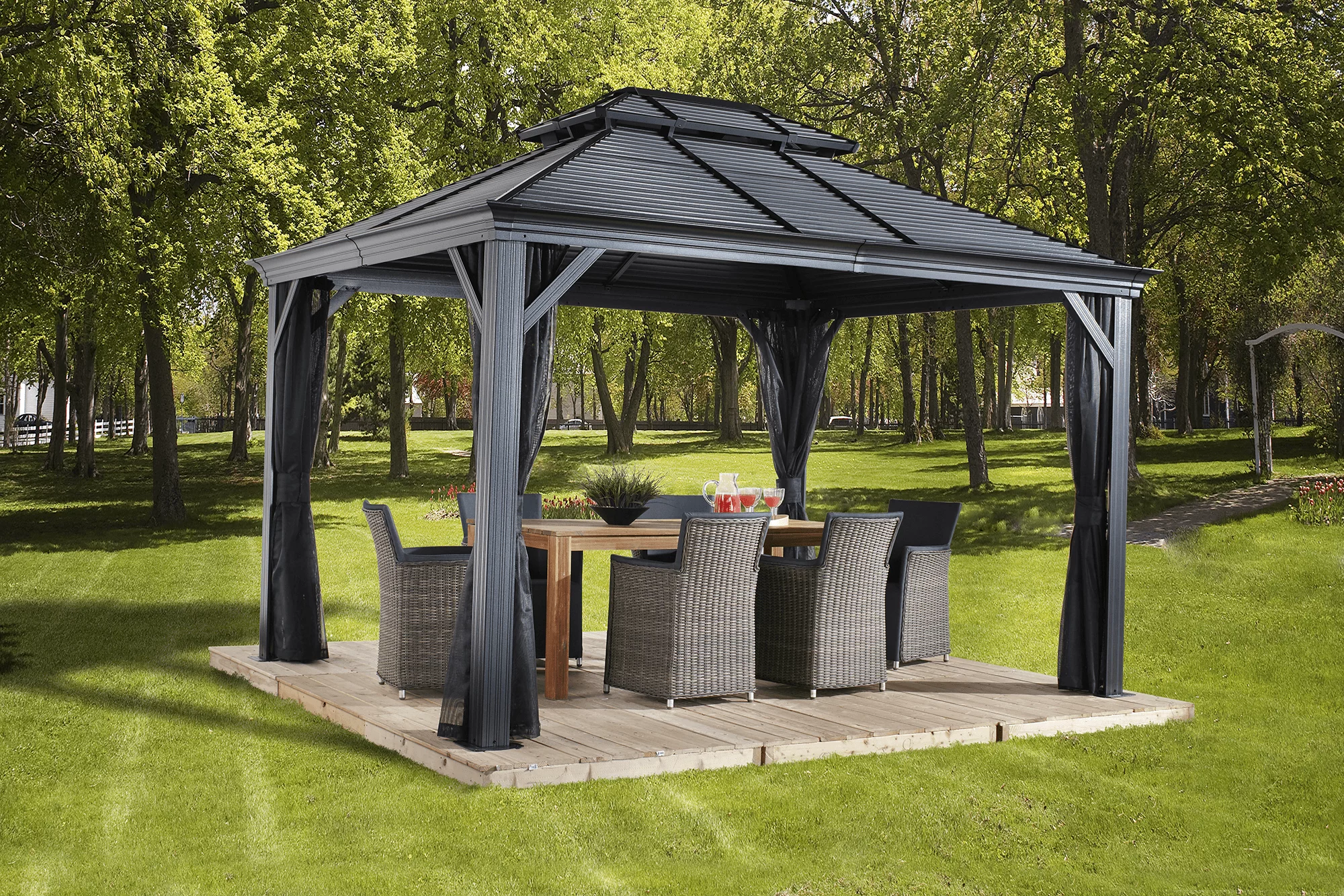 Sojag Mykonos II 12' x 11' Hardtop Gray Rectangle Gazebo