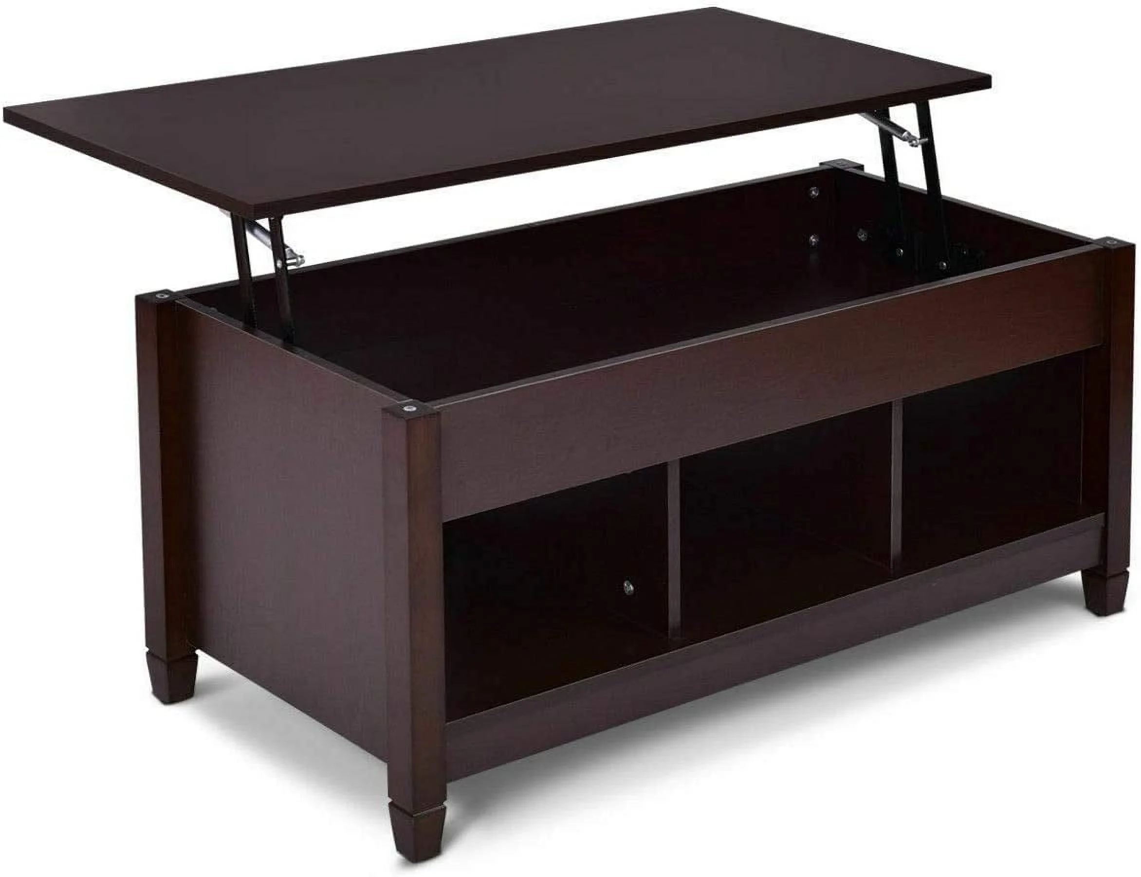 TJUNBOLIFE Lift Top Coffee Table with Hidden Compartment and  Shelves Modern