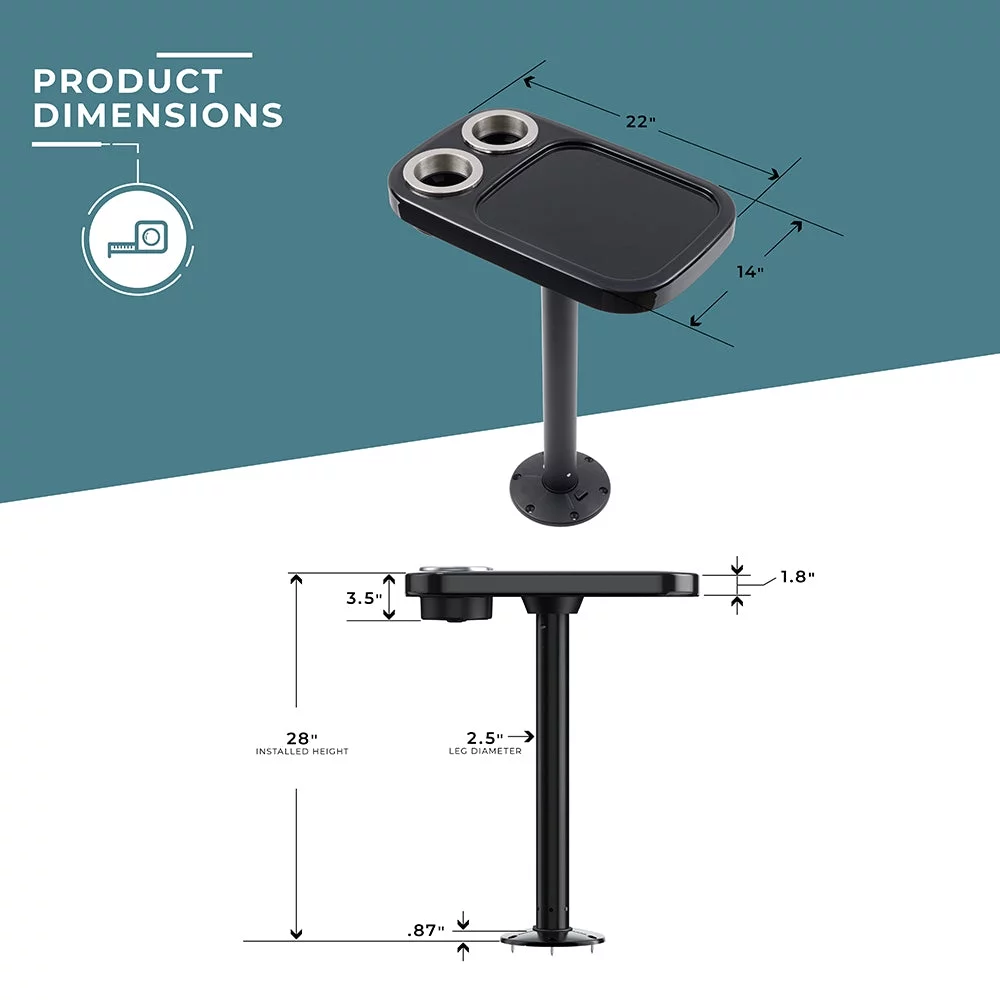 Glossy Black - Non-lit Cocktail Boat Table Systems