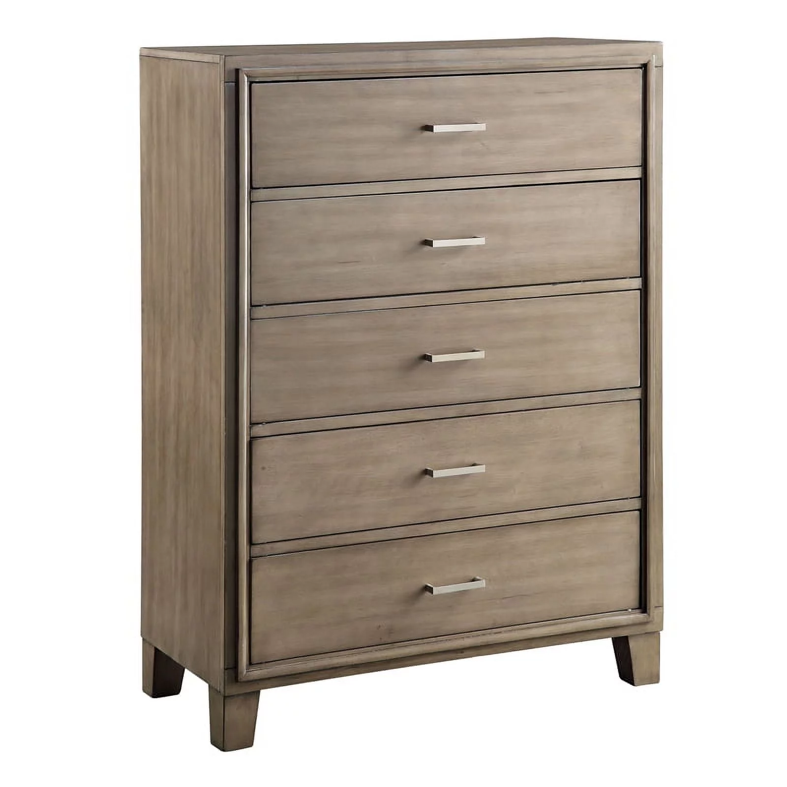 Furniture of America Sirius Solid Wood 5-Drawer Chest in Gray