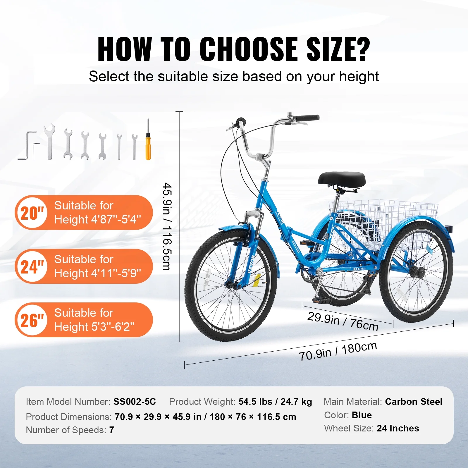 SKYSHALO Folding Adult Tricycle 24