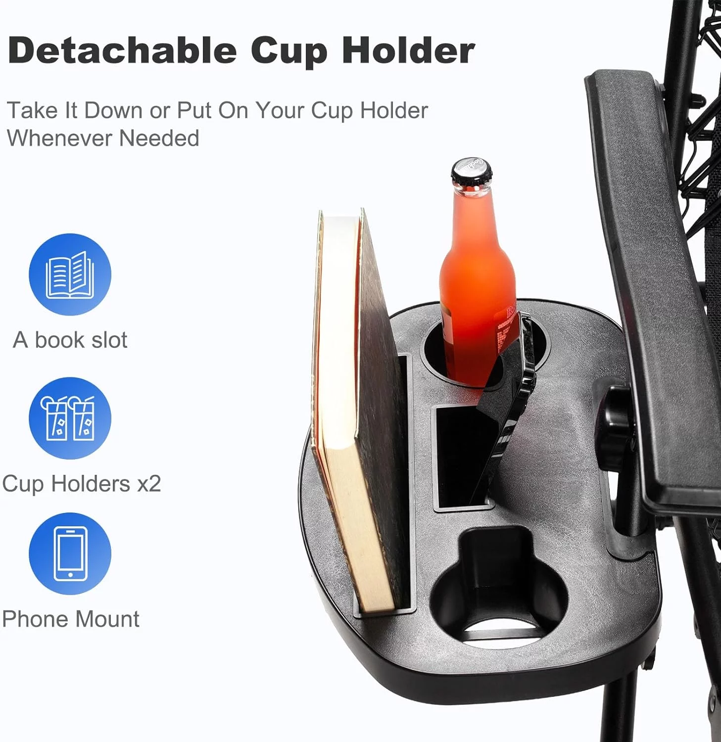 Set of 2 Relaxing Recliners Patio Chairs Adjustable Steel Mesh Zero Gravity Lounge Chair Beach Chairs with Pillow and Cup Holder Khaki (Kahki)