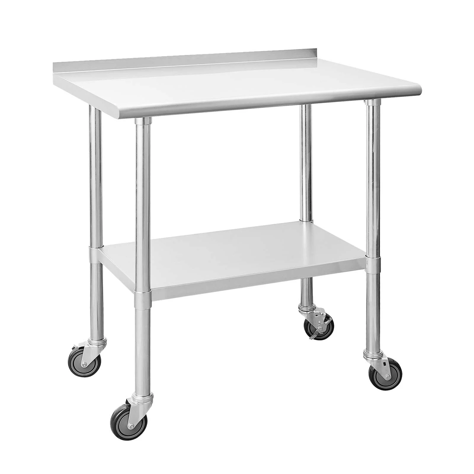 Stainless Steel Table for Prep & Work 24 x 36 Inches with Caster Wheels, NSF Commercial Heavy Duty Table with Undershelf and Backsplash for Restaurant, Home and Hotel