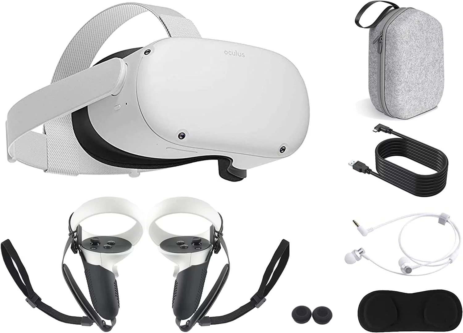 2022 Oculus Quest 2 All-In-One VR Headset, Touch Controllers, 256GB SSD, Glasses Compatible,3D Audio,Marxsol Bundle:Carrying Case, Earphone,10Ft Link Cable, Grip Cover,Knuckle & Hand Strap, Lens Cover