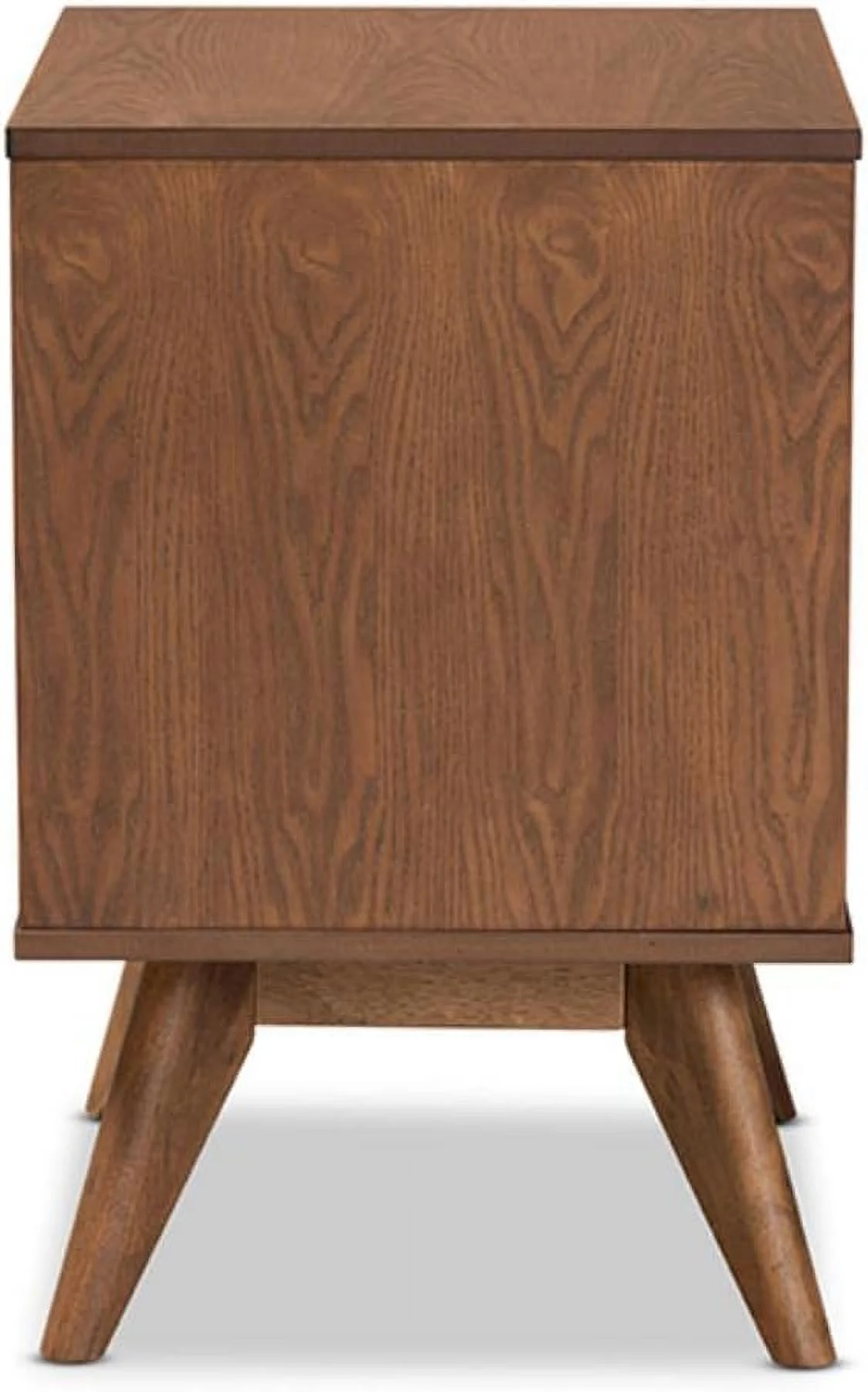 Brown Finished Wood and Synthetic Rattan 2-Drawer Nightstand