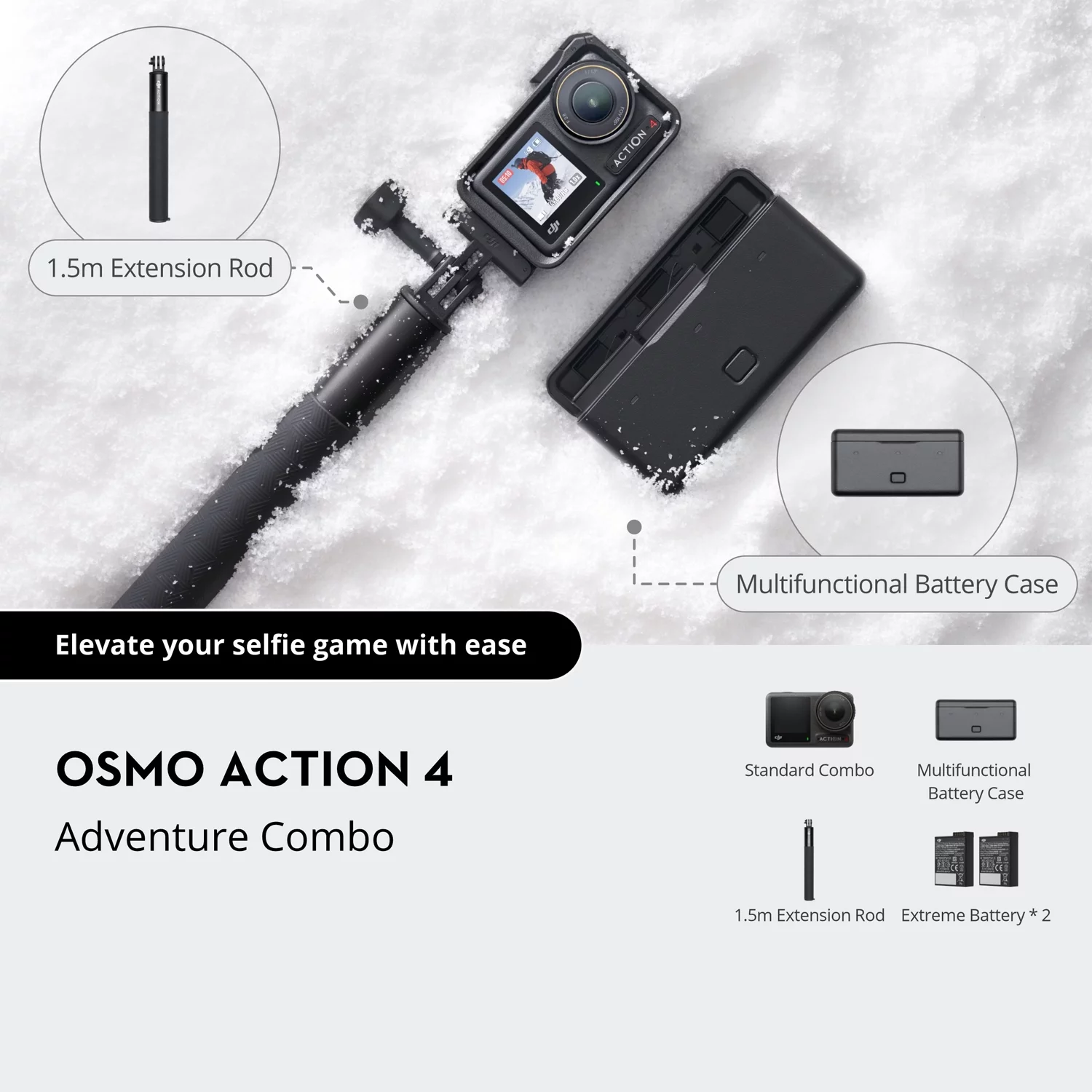 DJI Osmo Action 4 Adventure Combo Bundle with 64GB Memory Card, Case and More