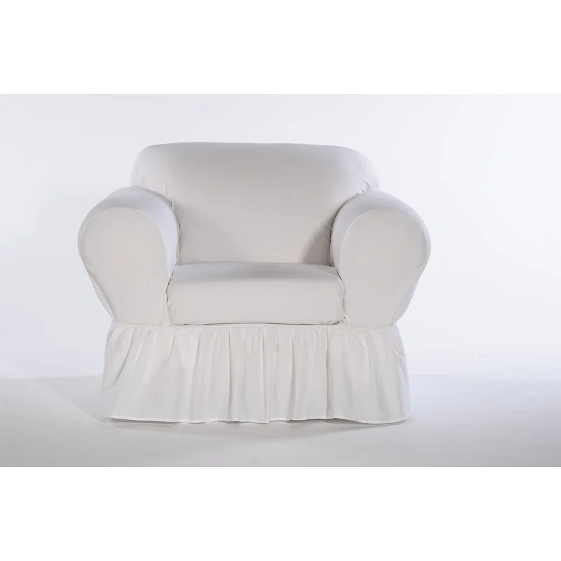 Classic Slipcovers Washed cotton Ruffled 2 piece chair slipcover Grey