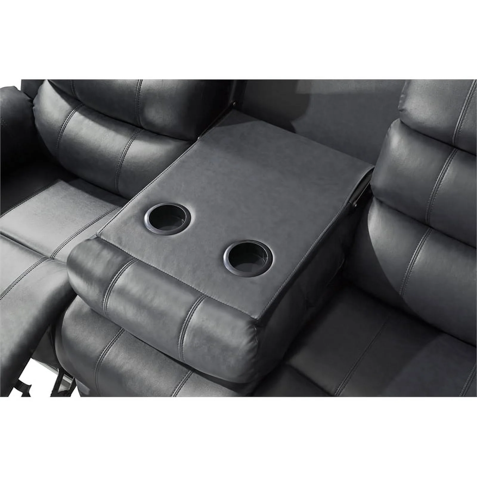 Bowery Hill Modern LED Faux Leather Reclining Sectional in Gray