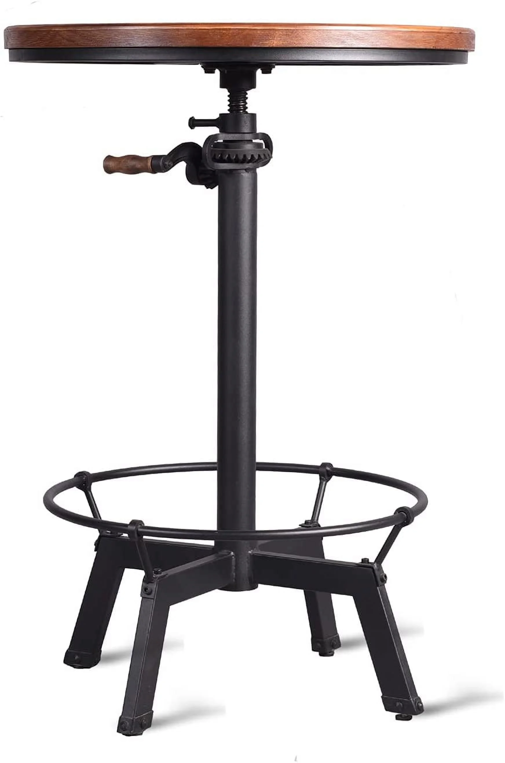 MQLIFEBOOM Industrial Pub Table 23.65" Round Wood Top Adjustable Height 33.5"-39.4" with Handle Black  Table