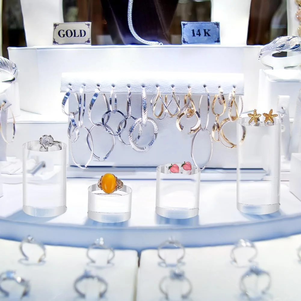 5Pcs Clear Acrylic Display Block 1.2/1.6/2.4/3.2/4 Inch Round Cylinder Solid Display Pedestal Stand