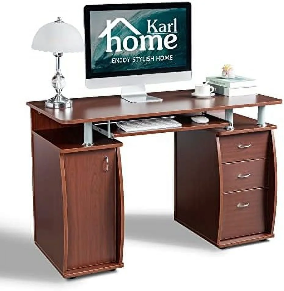 TQJKLFDY Computer Desk with Drawers &  Cabinet  Small Office Desk PC Laptop Workstation for Home  Studio  Office  Apartment  Black