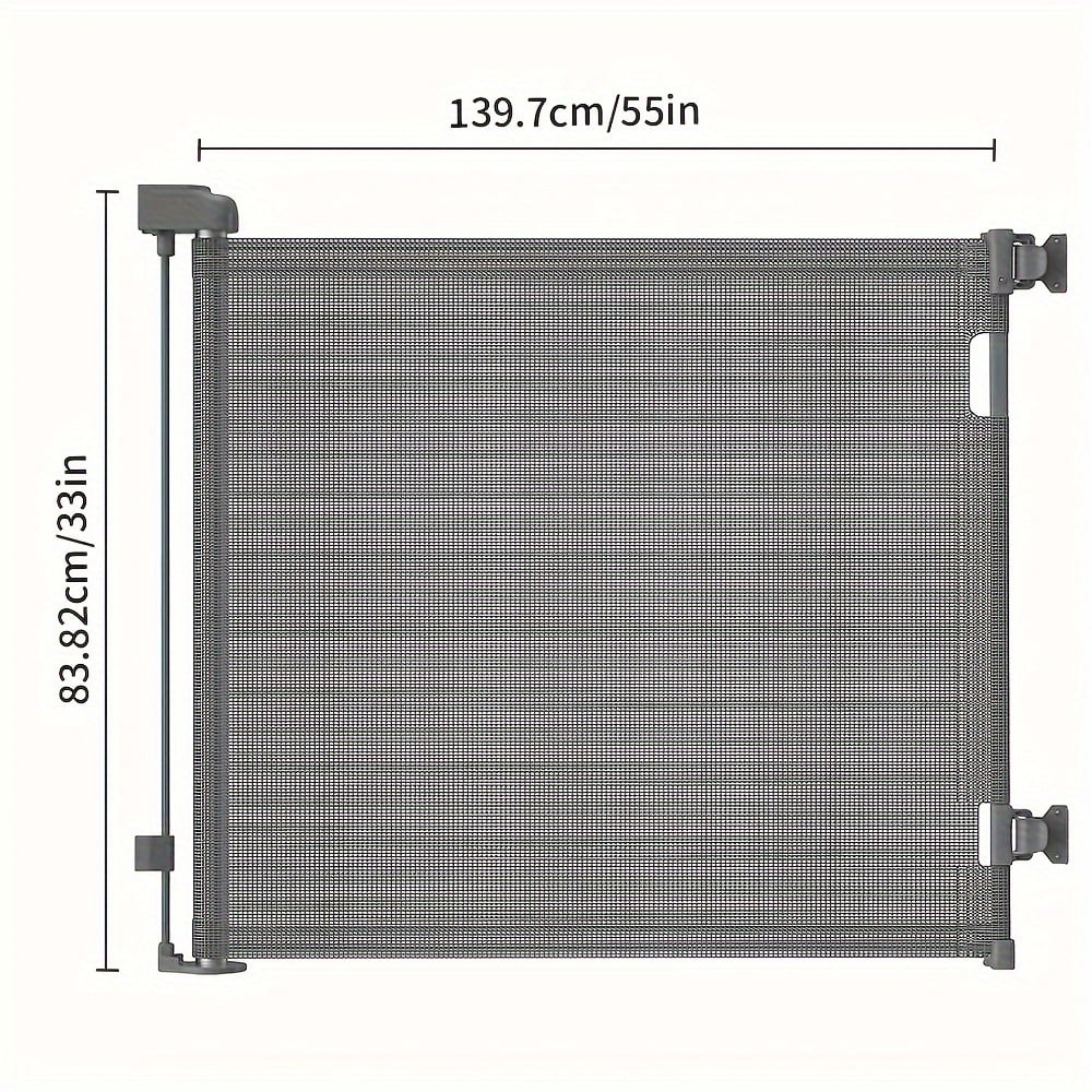 Retractable Pet Stairs Gate, Mesh Pet Gate Mesh Dog Gate, 33