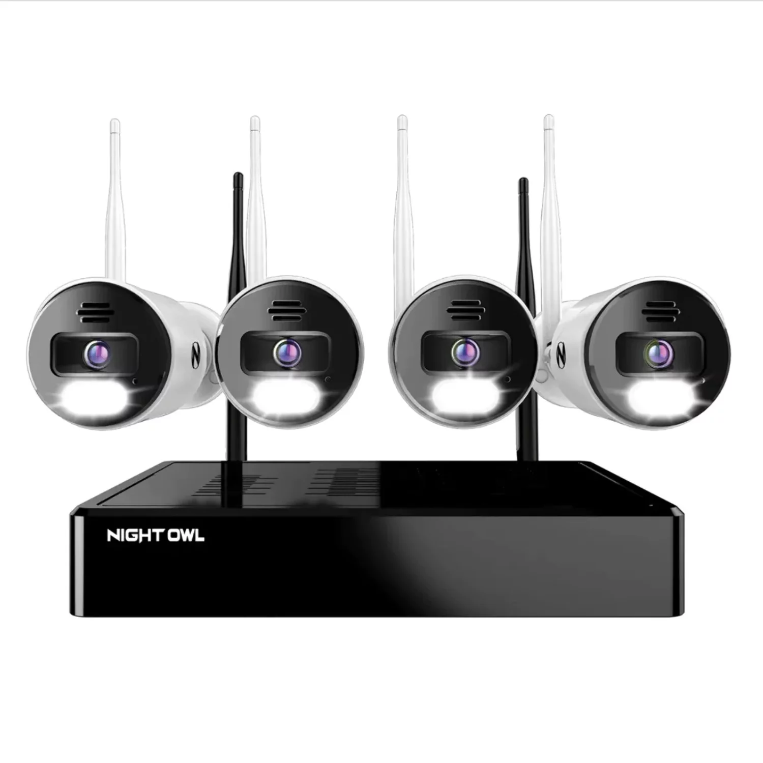 Night Owl 10 Channel 4K Bluetooth Wi-Fi NVR with 1TB Hard Drive and 4 Wi-Fi IP 4K Spotlight Cameras with 2-Way Audio and Audio Alerts and Sirens