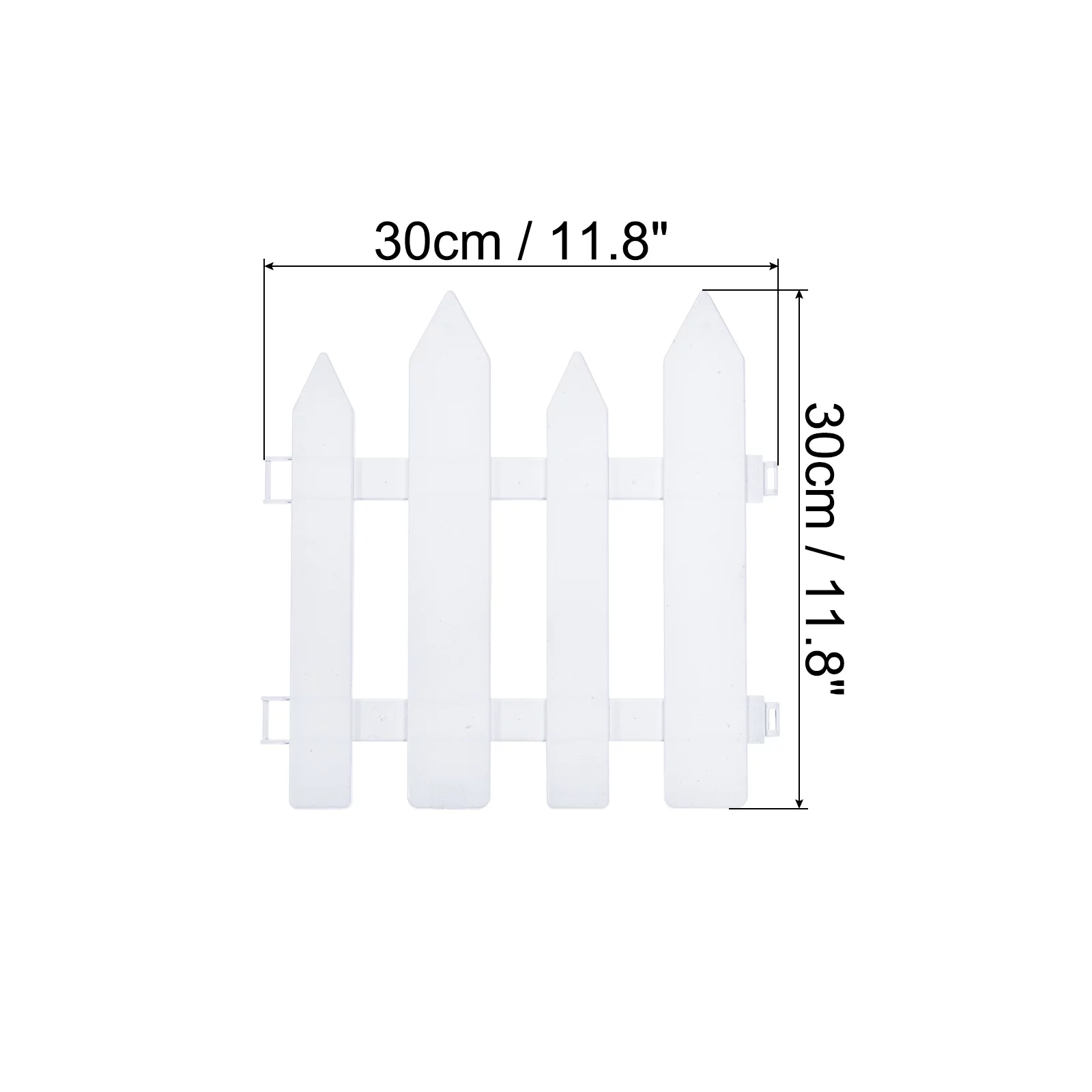 Uxcell 11.8x11.8 Inch Plastic Garden Picket Fence Tip Fencing Path Border Edging White 4 Pack