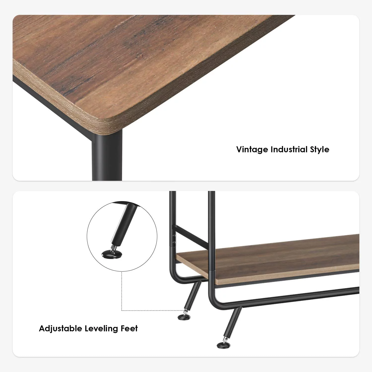 Homfa Console Table, 2-Tier Industrial Entryway Table Sofa Table with Open Shelf, Rustic Brown