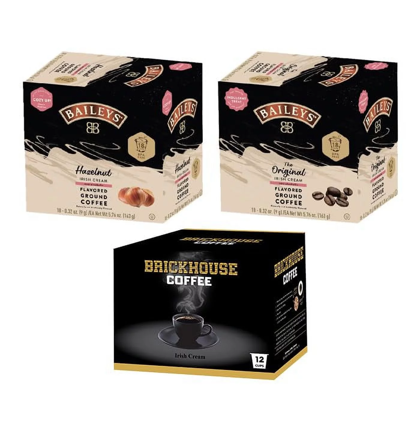 Irish Cream Single Serve Coffee Bundle with Brickhouse and Bailey's, 48 Single Serve Cups