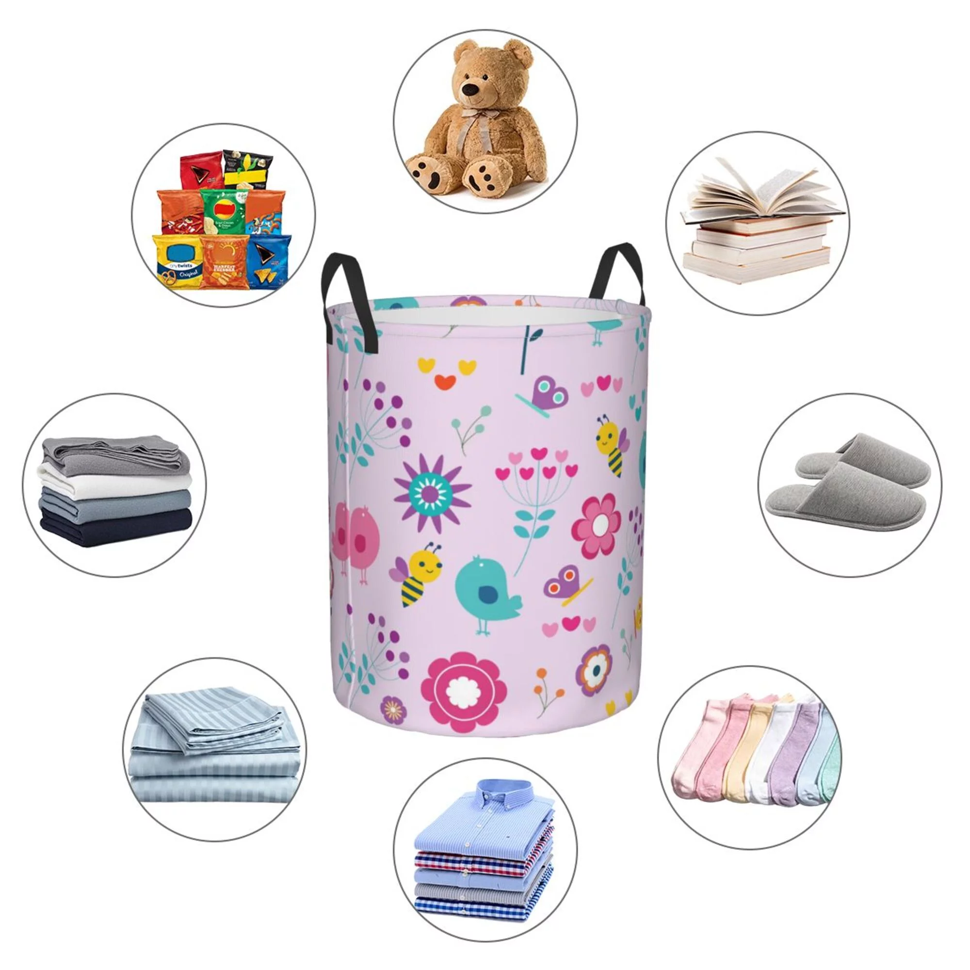 ZICANCN Retro Spring Nature Pattern Laundry Basket Organizer , Dirty Clothes Hamper for Bathroom Kids Girls Boys Laundry Hamper Small