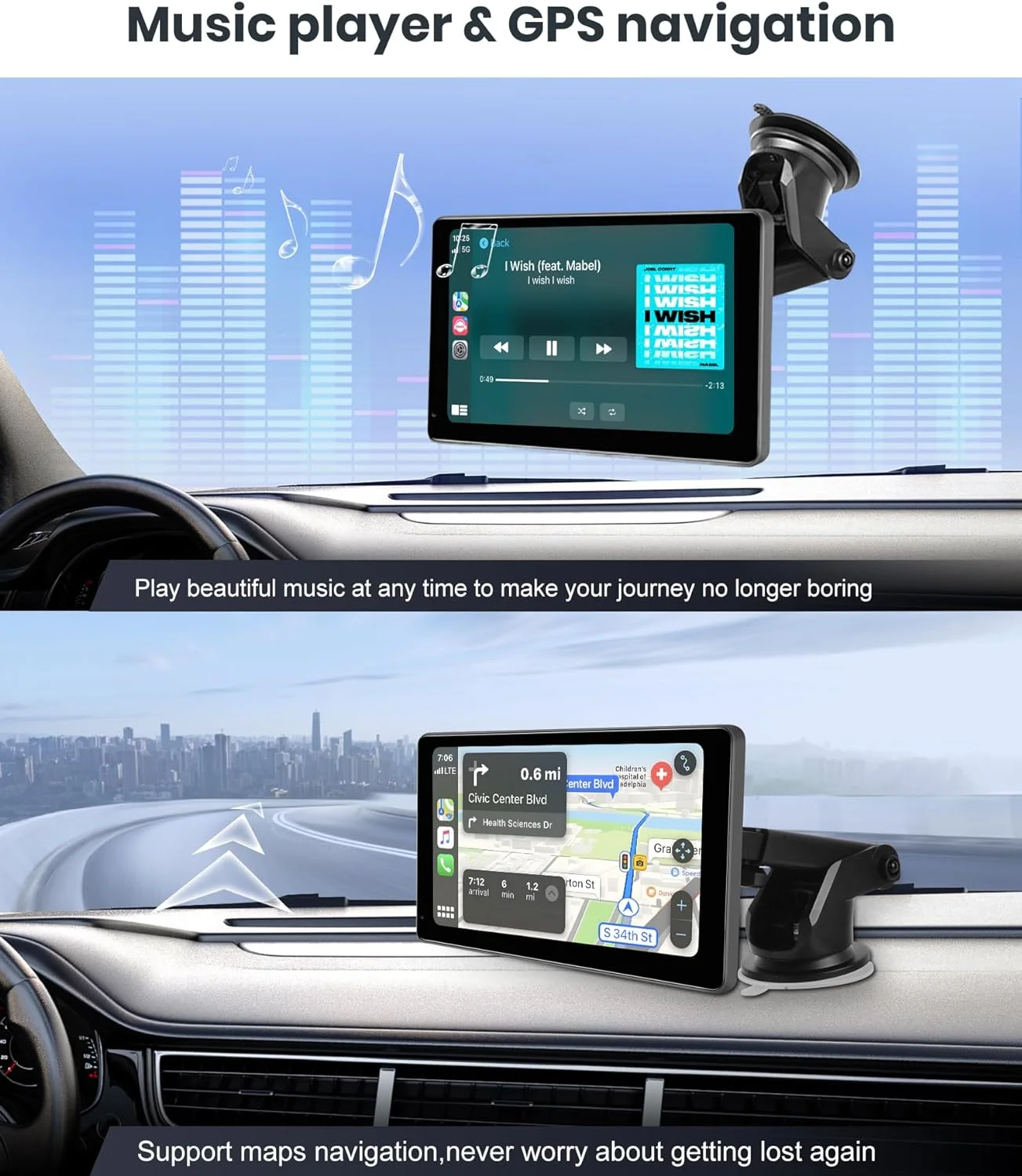 Portable CarPlay Radio with 7