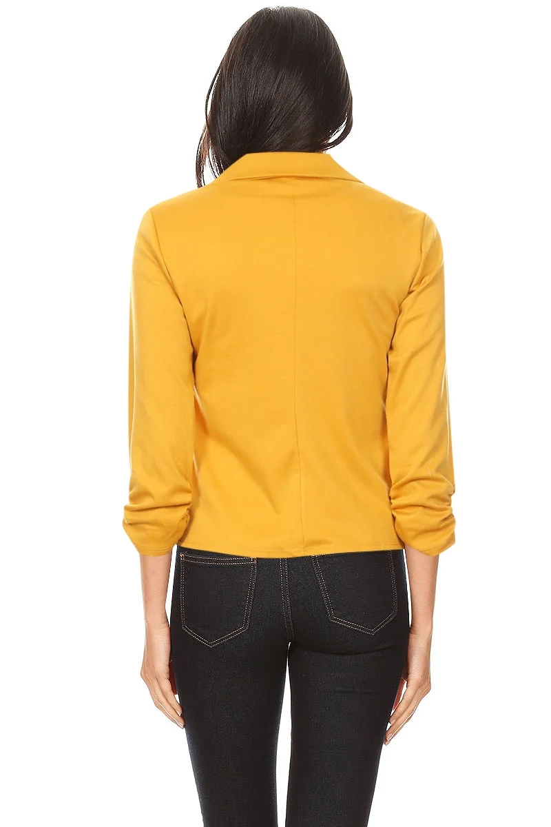 Women's Casual Basic Long Sleeves Button Solid Blazer Jacket Made in USA