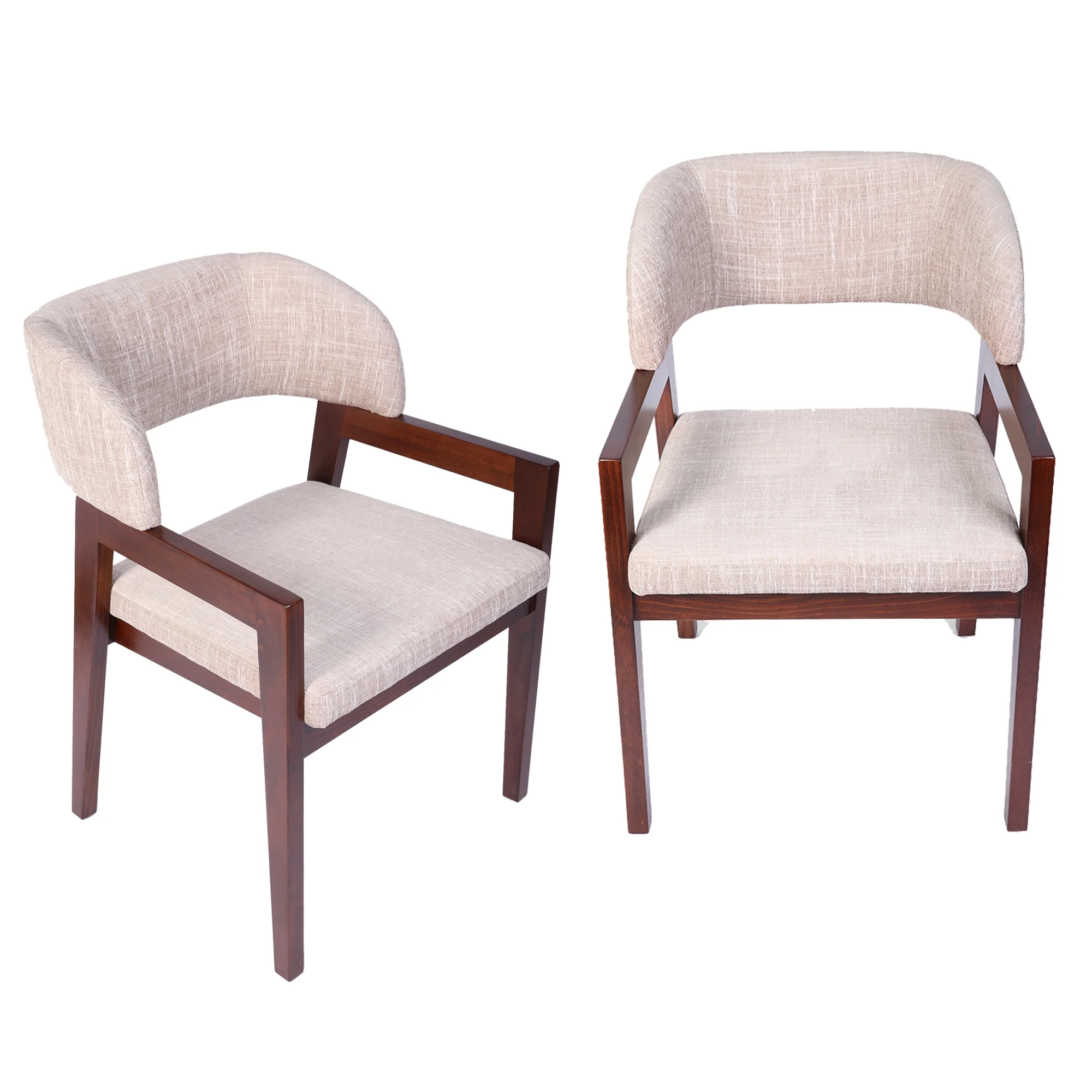 KARMAS PRODUCT 2-pack Mid Century Modern Accent Chairs Wood Frame Upholstered Armchair for Living Dining Room Kitchen Bedroom Retro Walnut Comfy Chair, No assembly required