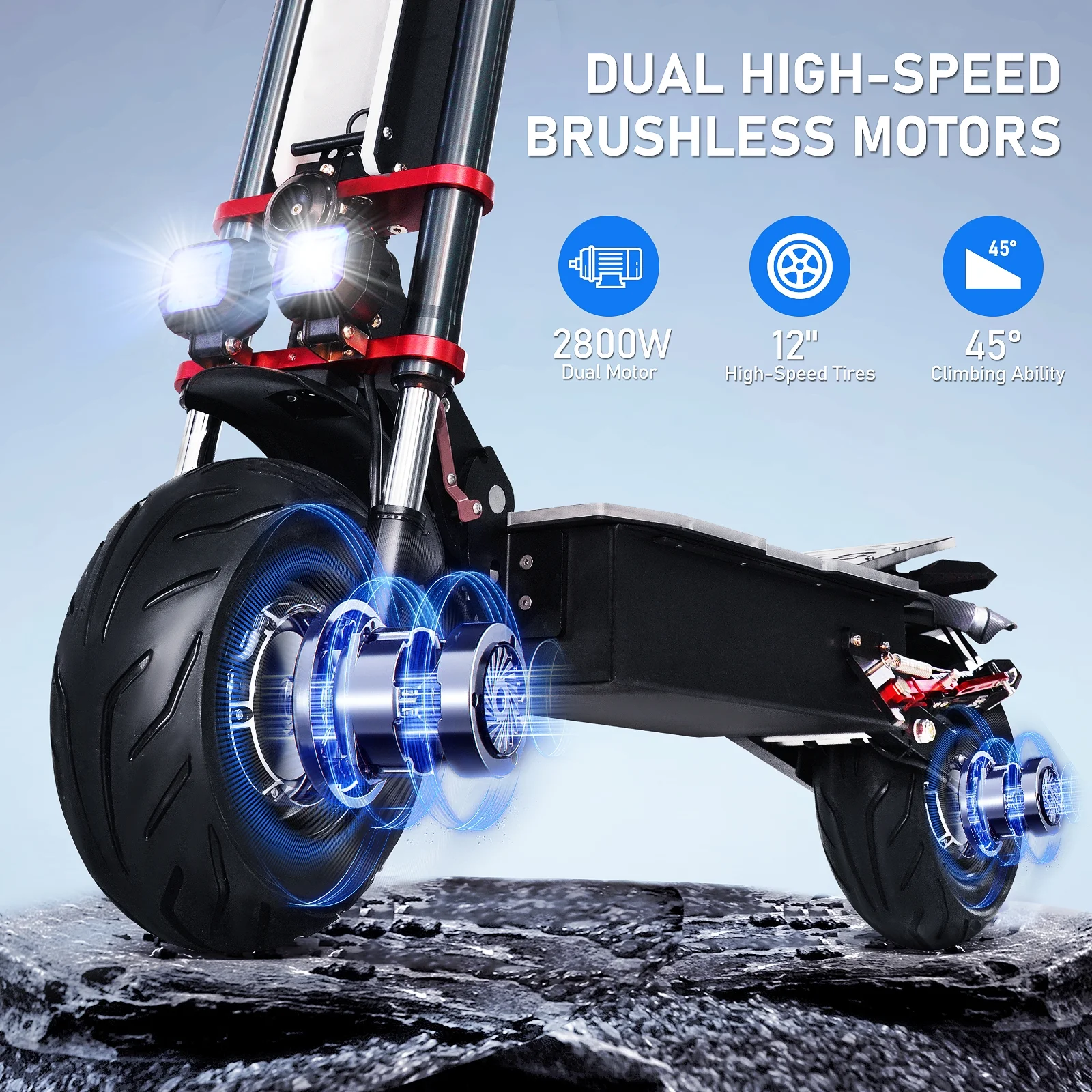 Cleytro Adult Electric Scooter, 2800W*2 Dual Motor 60V38AH Battery, 50MPH, Dual Disc Hydraulic Oil Brake, Dual Shock Absorber with Seat, Folding Scooter