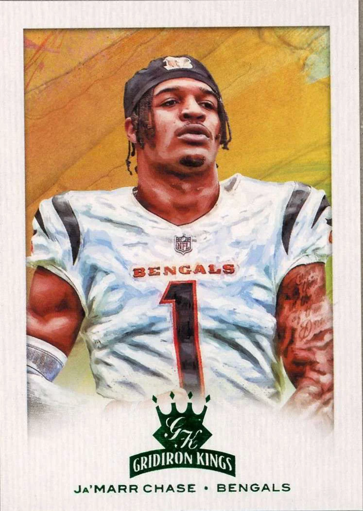 NFL 2021 Panini Chronicles Donruss Ja'Marr Chase Green Trading Card GK-24 (Rookie, Gridiron Kings)