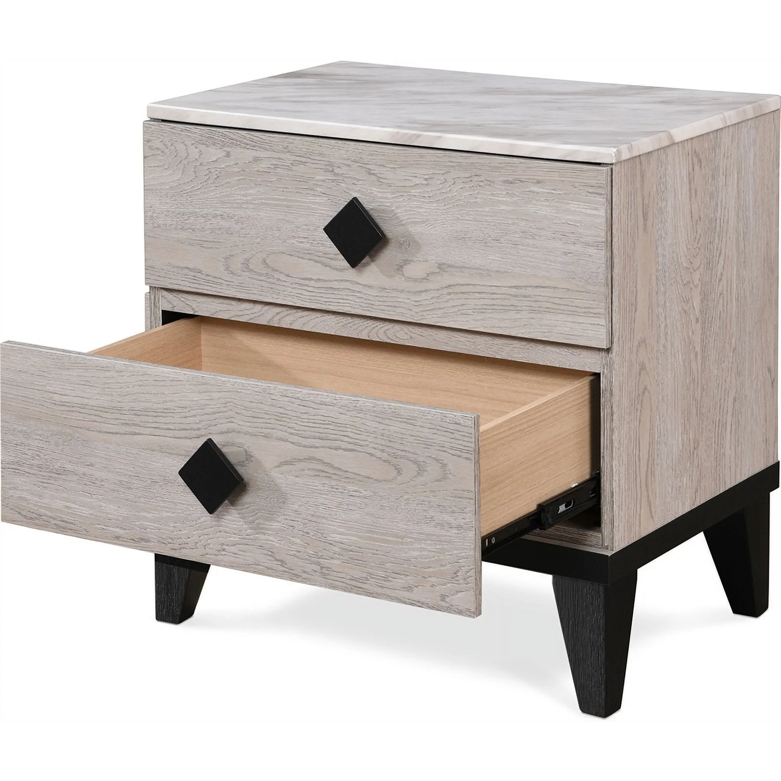 Home Square 2 Drawer Wood Nightstand in Beige Finish - Set of 2