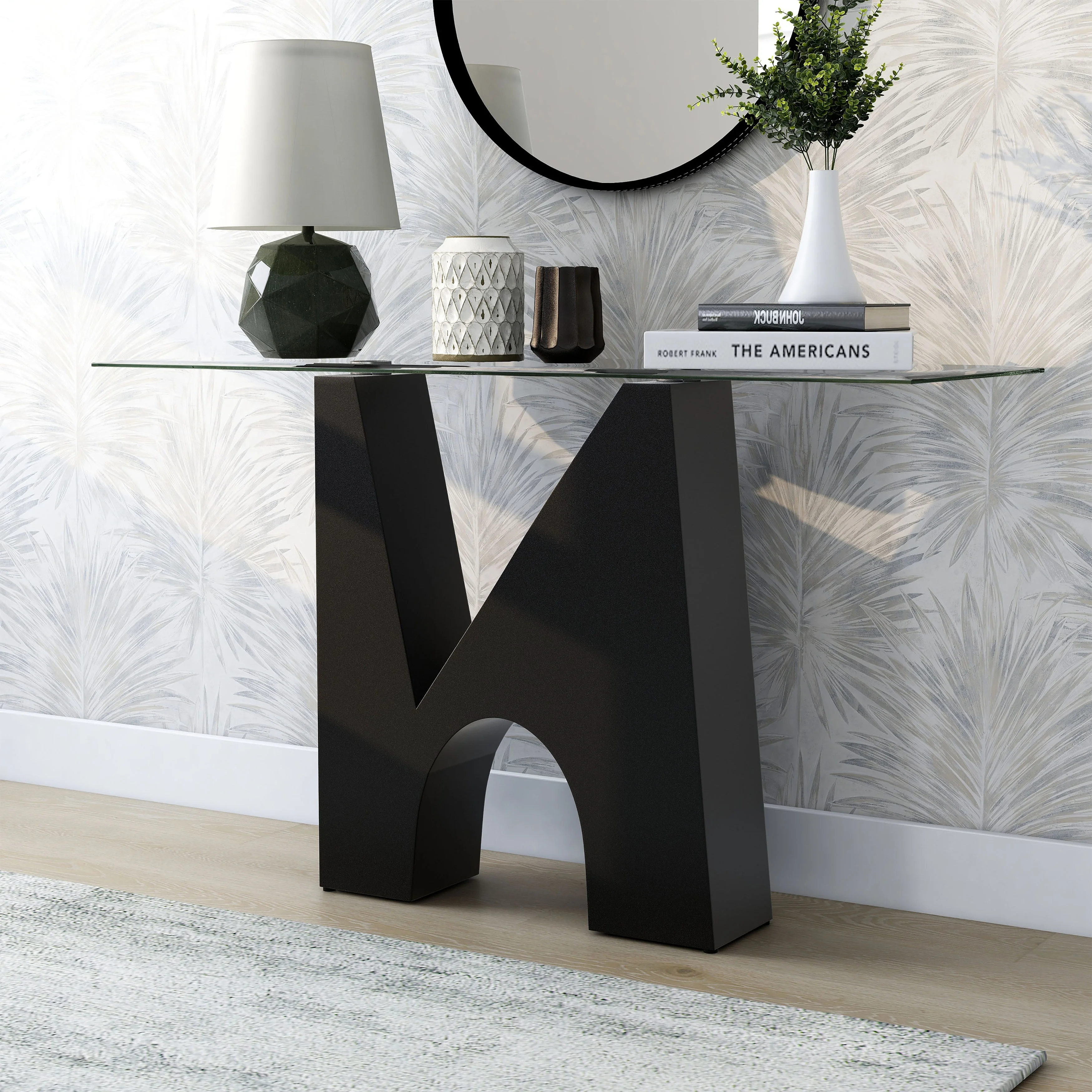 Furniture of America Noele Modern Black 48-inch Glasstop Console Table by