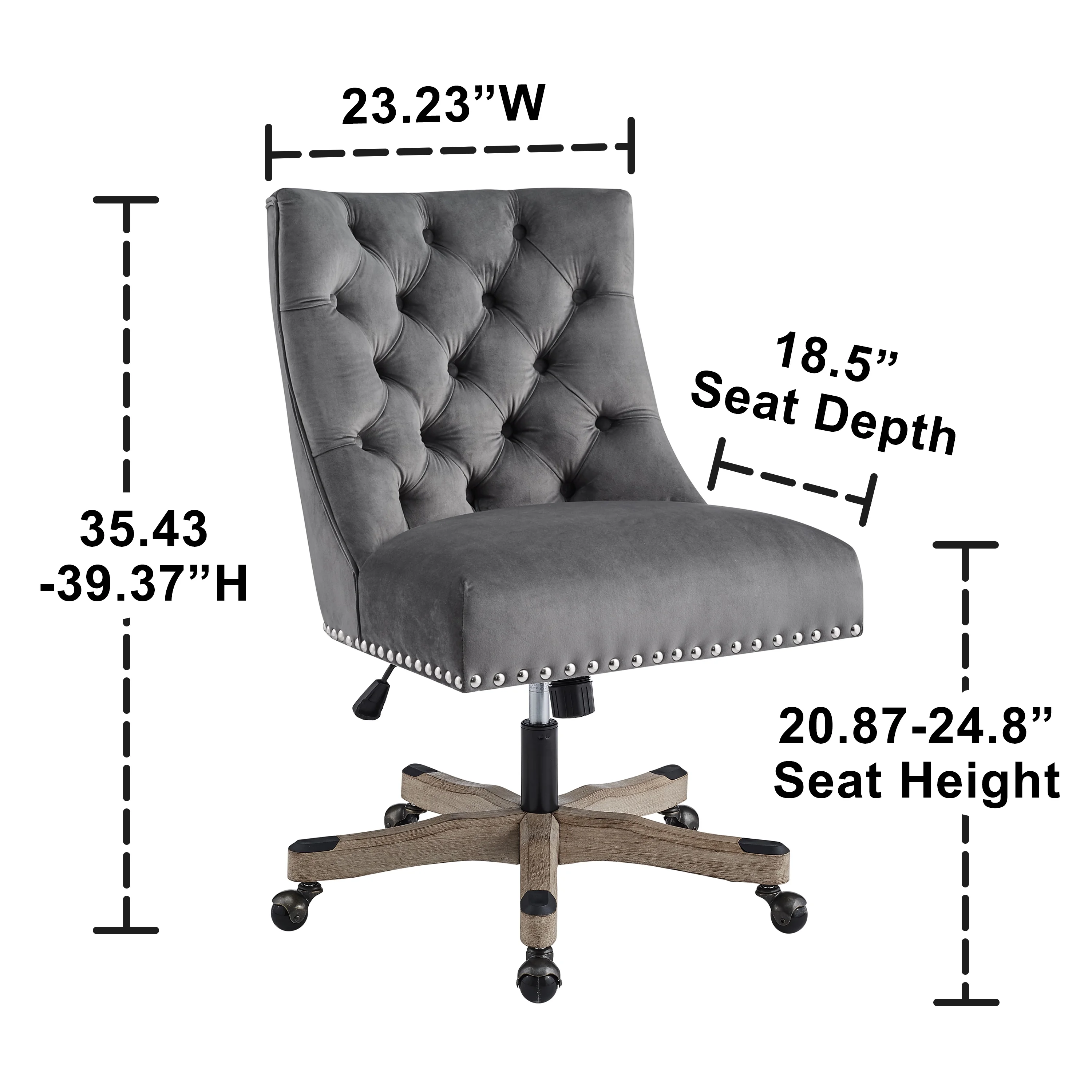 Art Leon Office Chair Fabric Swivel Adjustable Gray